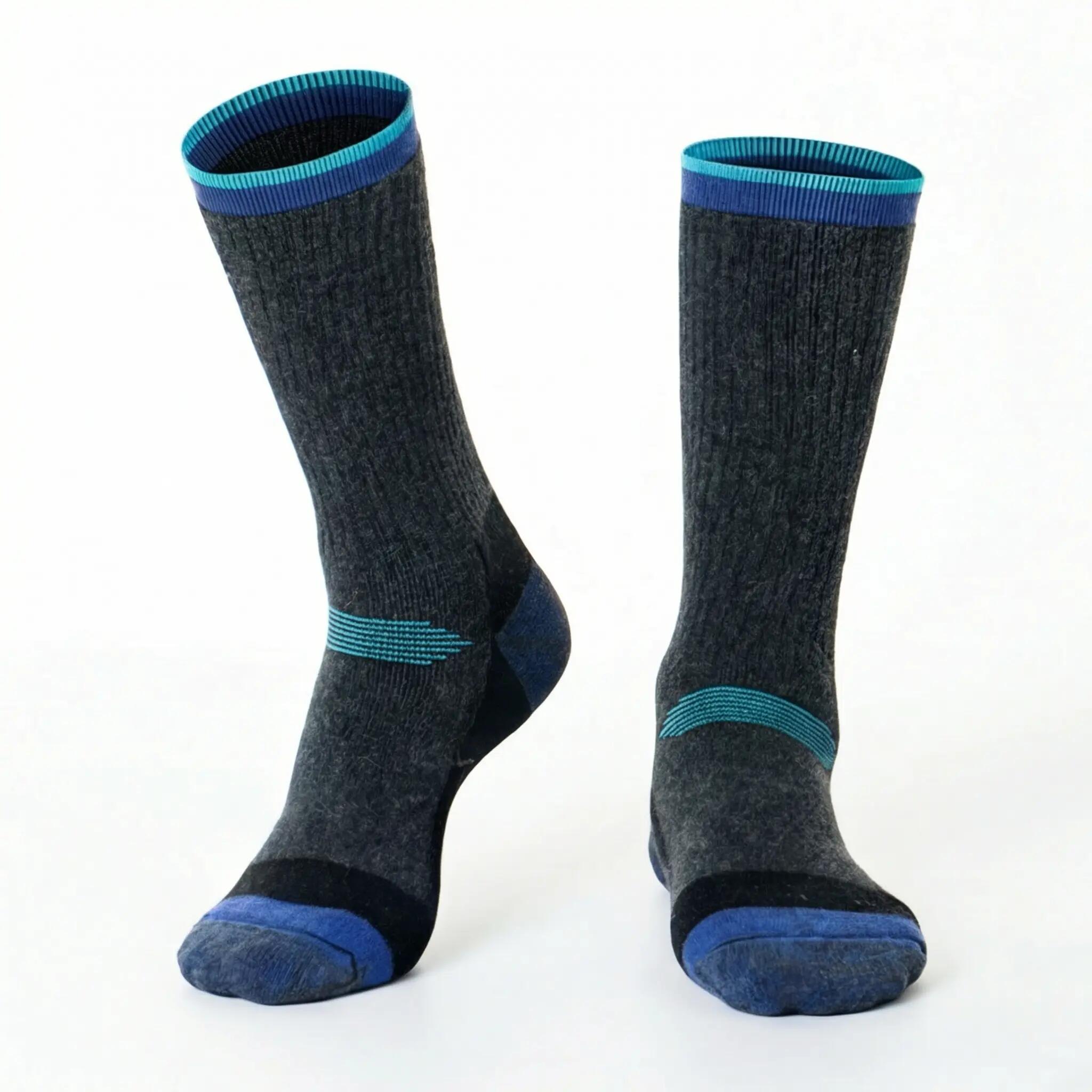 Sosete Tricotate Lana Merino – Termice, Flausate, Multicolor - Navy, XL (43 - 47