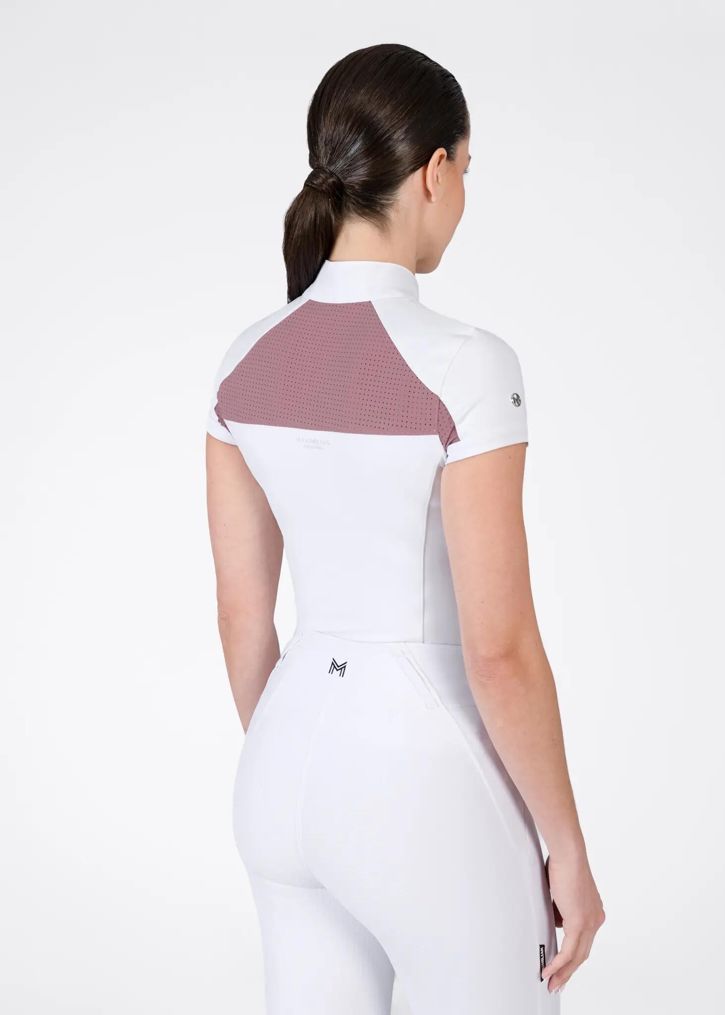 Camisa de Concurso Manga Corta Mujer Equitación Maximilian Aveen Blanco/Malva 2/6