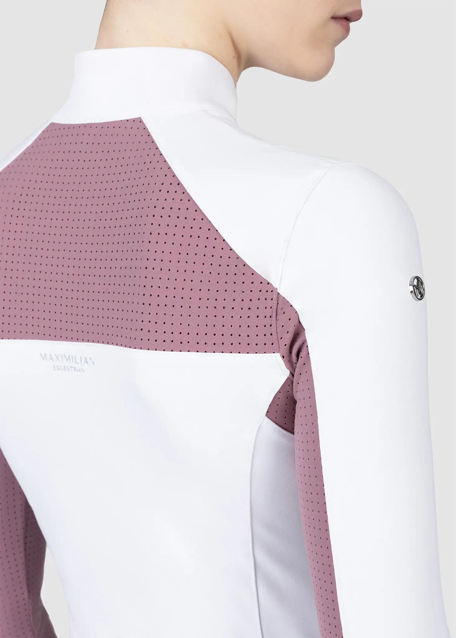 Camisa de Concurso Manga Larga Mujer Equitación Maximilian Aveen Blanco/Malva 5/6