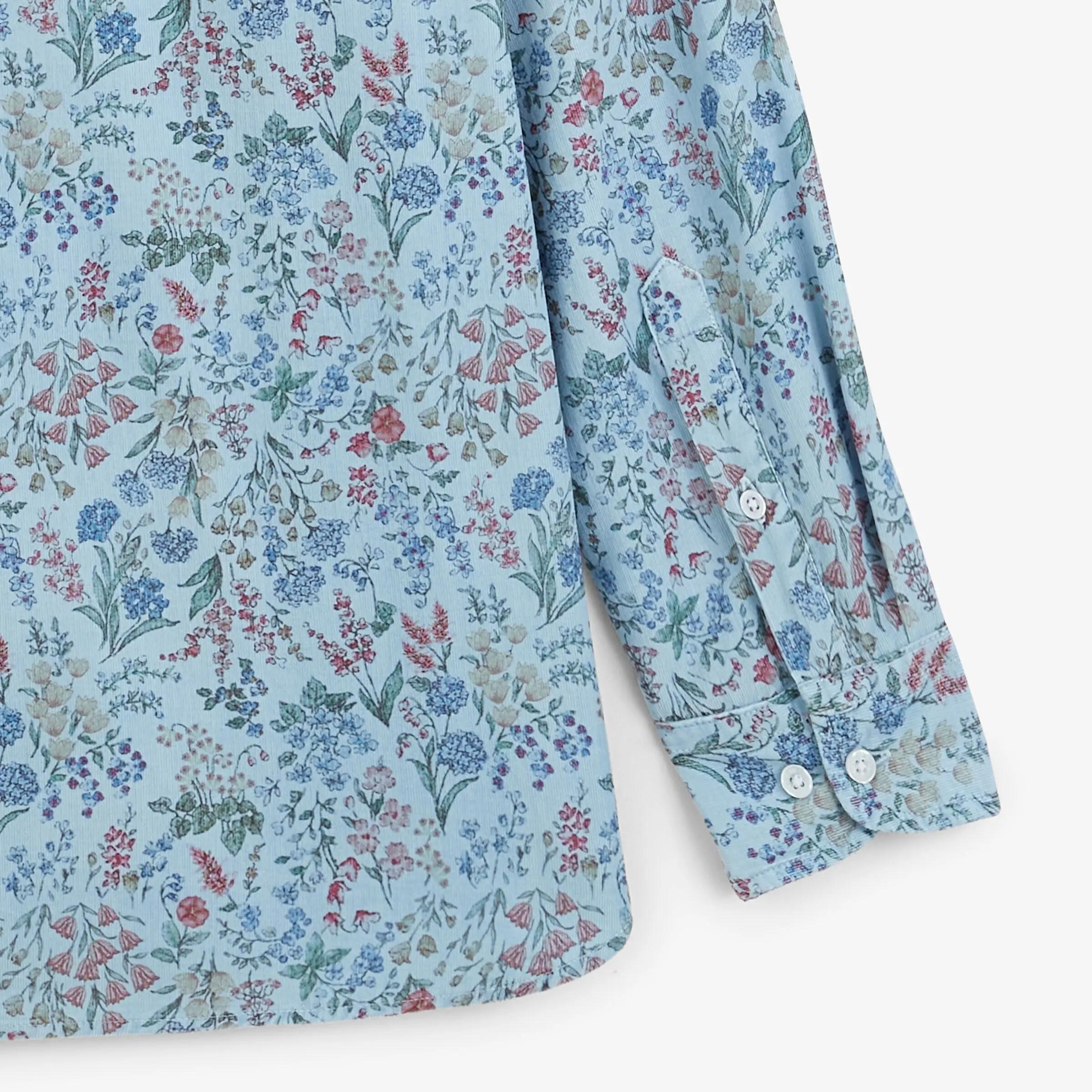 Chemise manches longues velours côtelé floral bleu 5/6