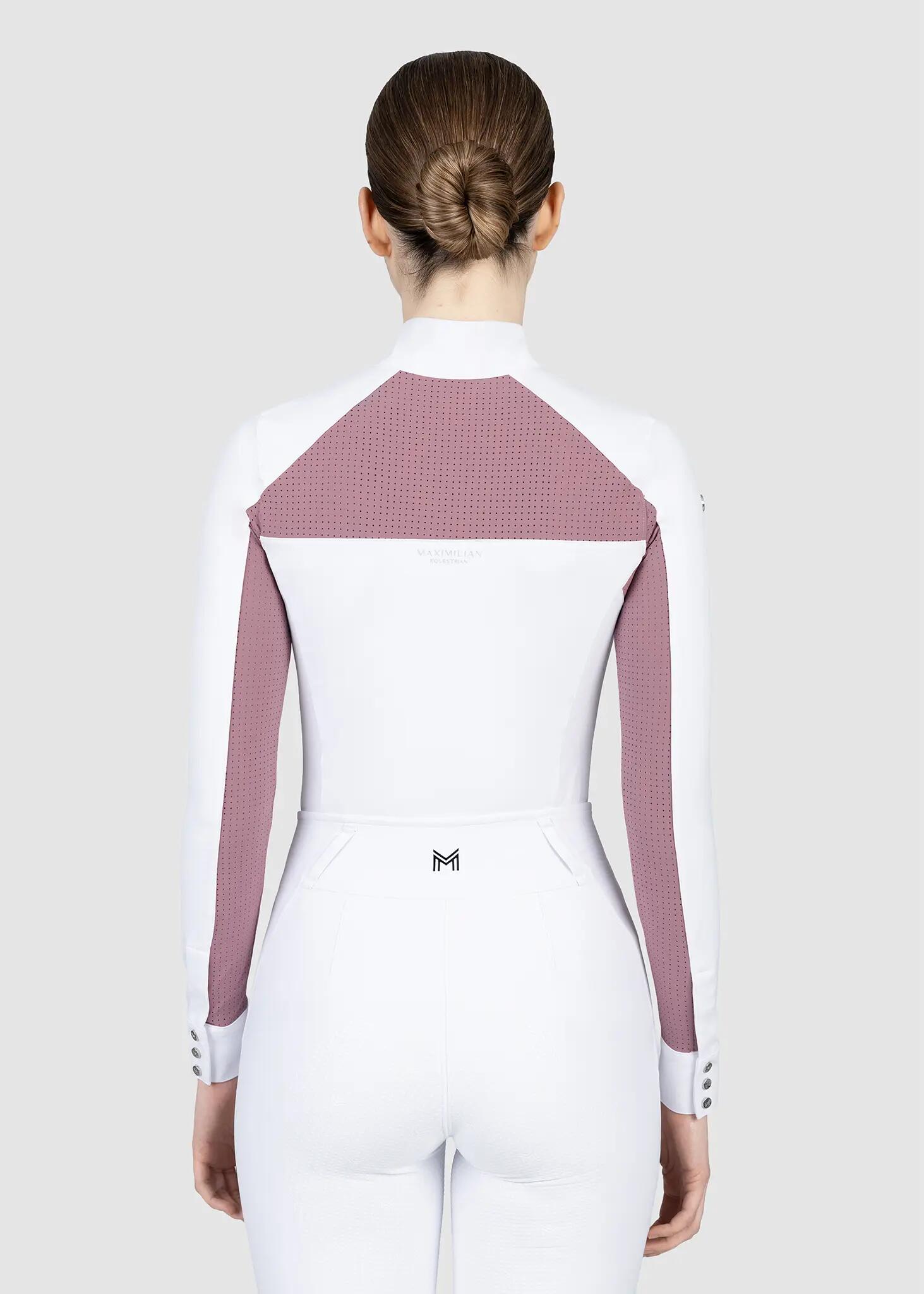 Camisa de Concurso Manga Larga Mujer Equitación Maximilian Aveen Blanco/Malva 3/6