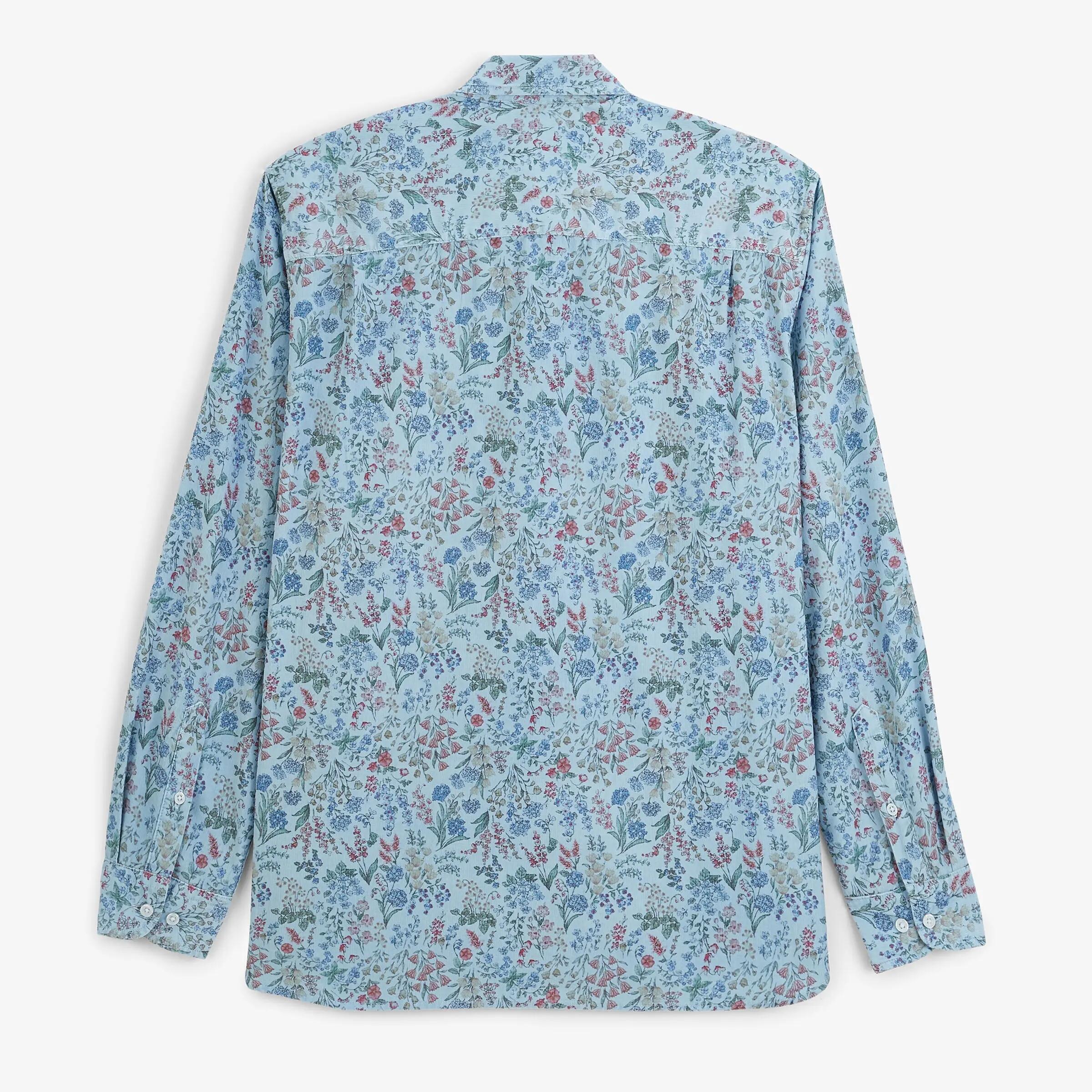 Chemise manches longues velours côtelé floral bleu 3/6