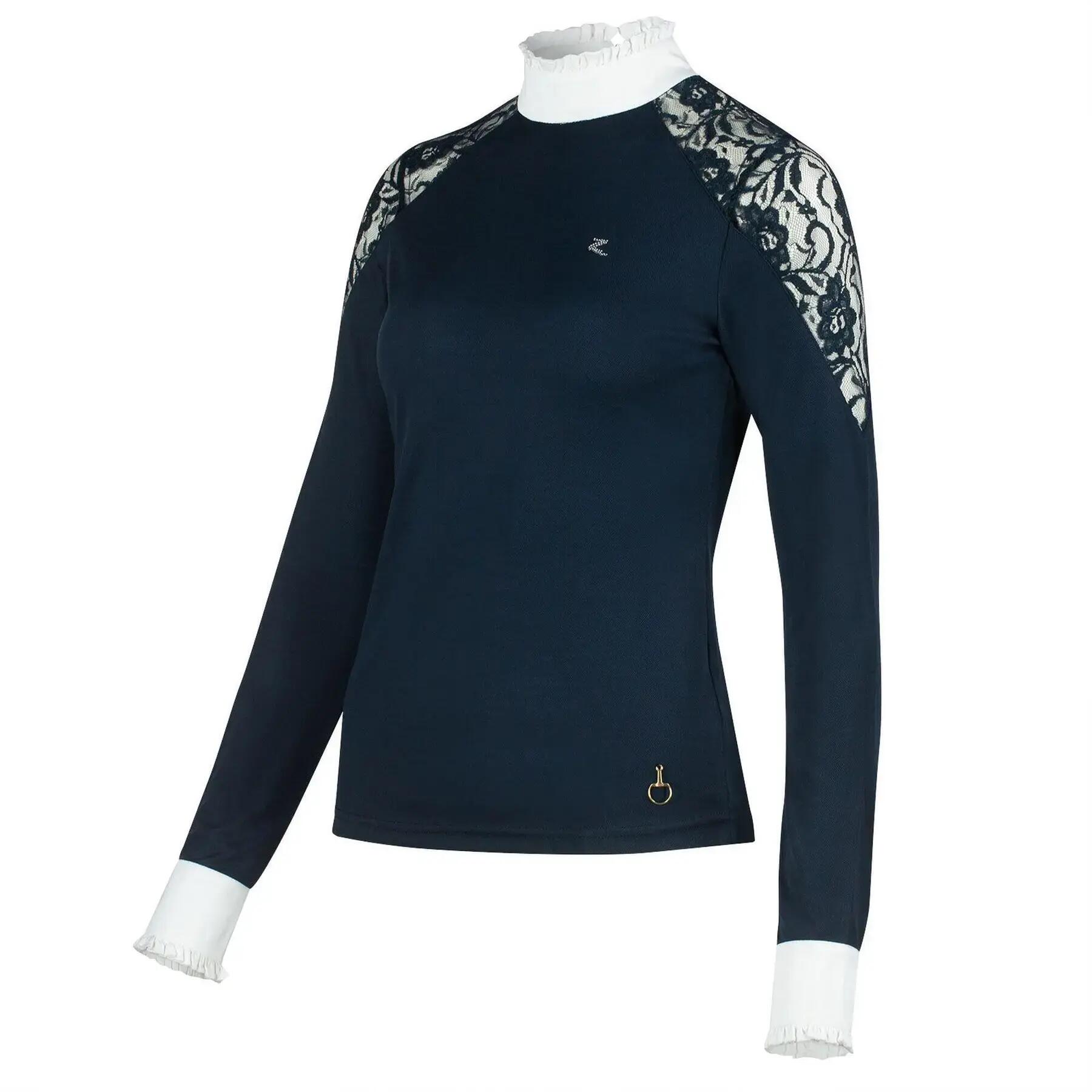 Reitturnier-Polo Damen aus Spitze mit langen Ärmeln Horze Sylvie 2/5