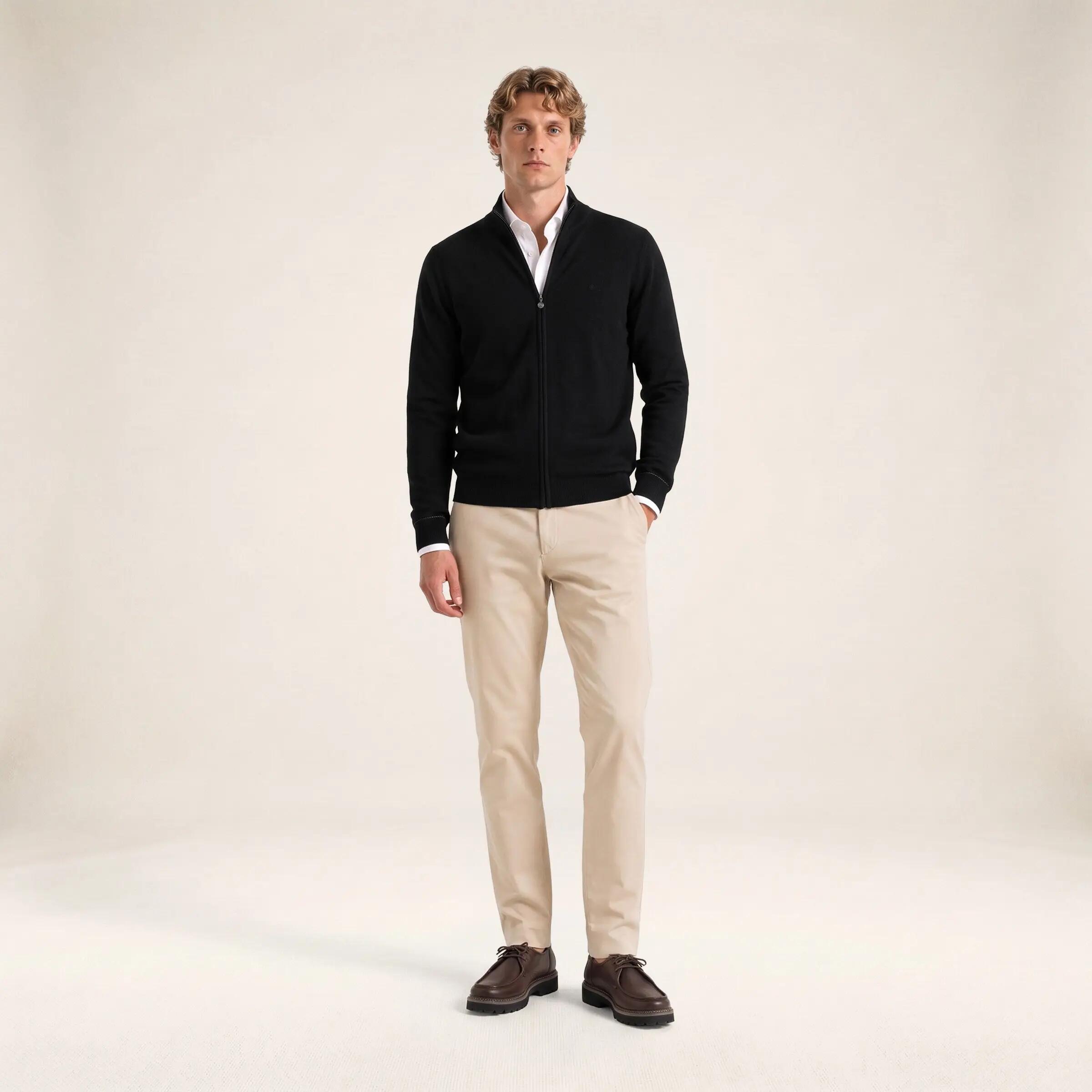 Gilet laine mérinos full zip noir Malone 6/6