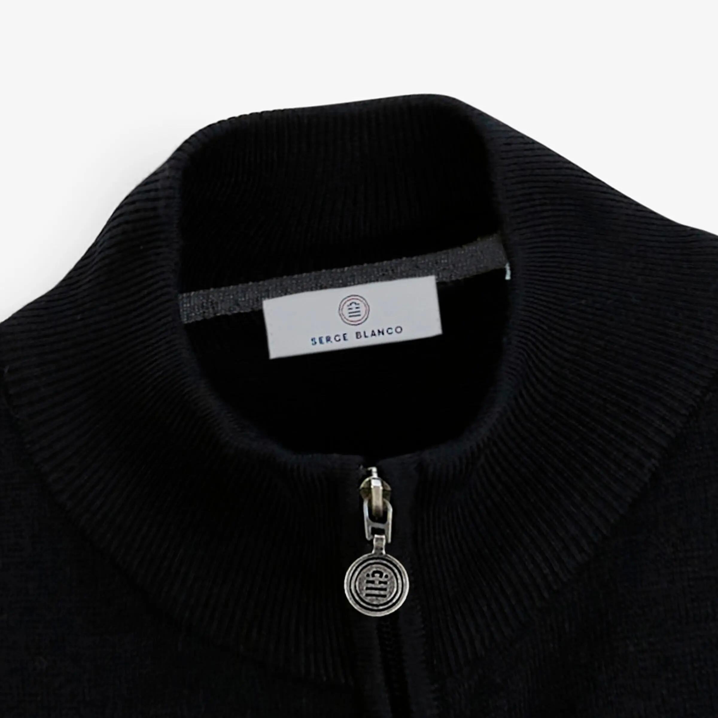 Gilet laine mérinos full zip noir Malone 4/6