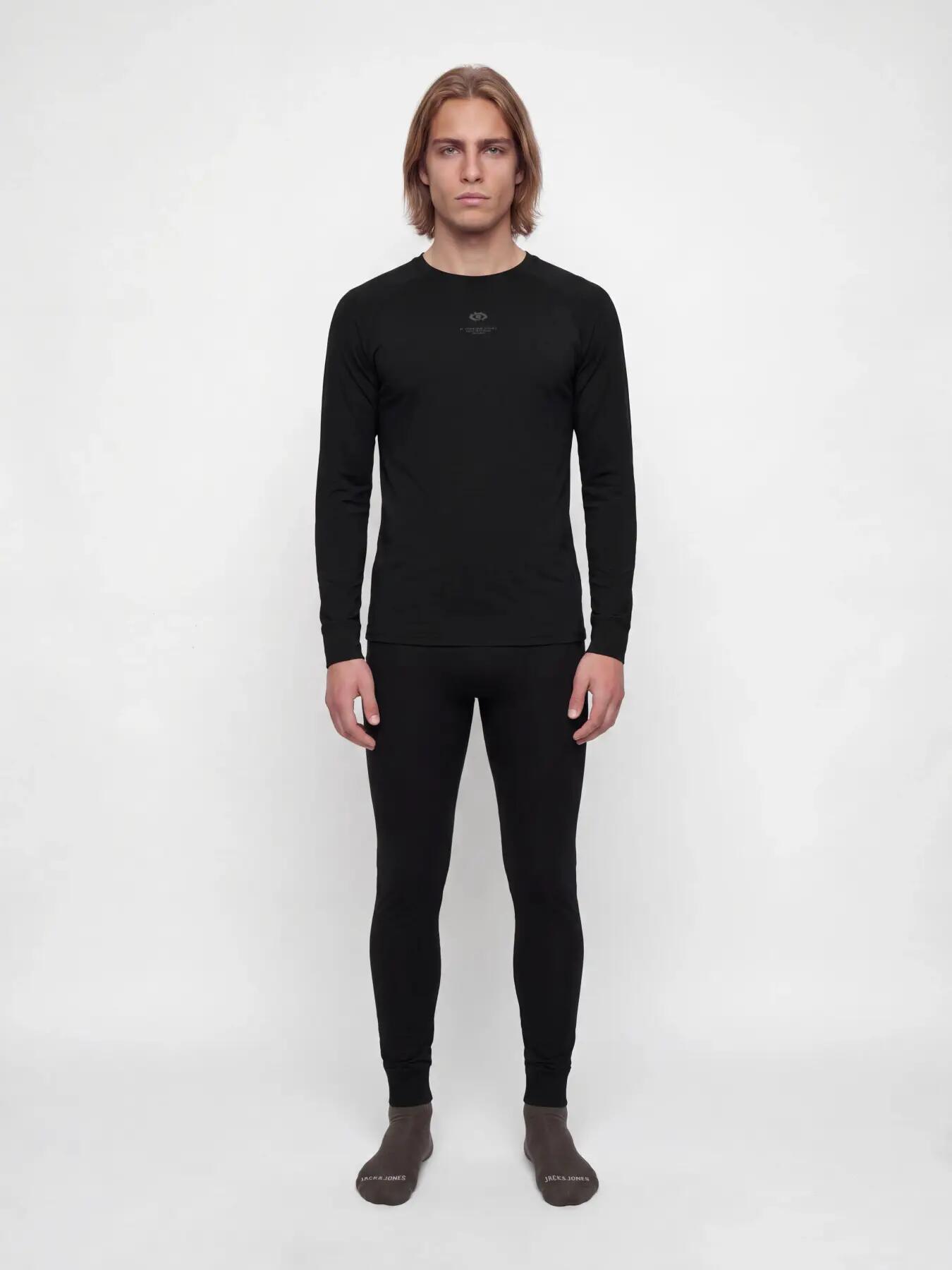 Uomo Sci Completo Termico Intimo 2 Pezzi Lesley A-24/2 Black-Dark Grey Melange 3/7