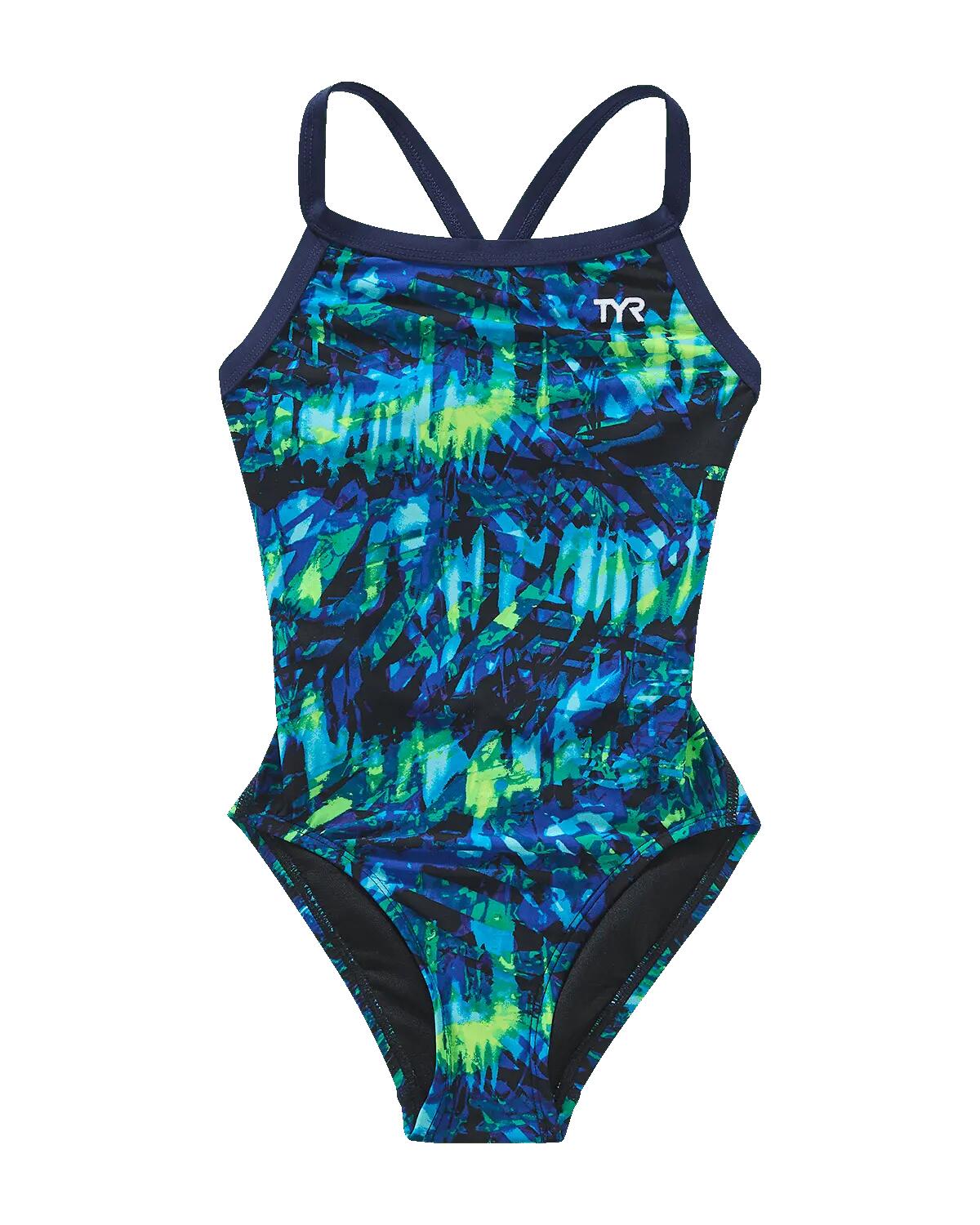 Costum înot întreg fete TYR Diamondfit - albastru/verde | rezistent clor, mărim…