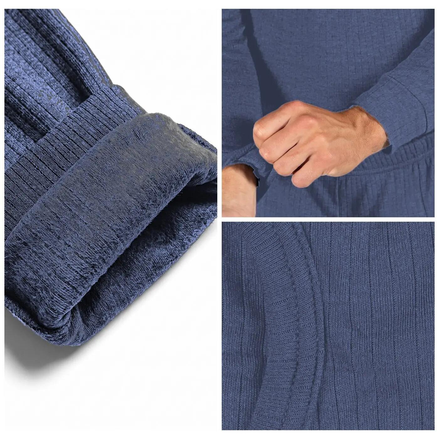 Herren Skiunterwäsche Set Unterhemd und lange Unterhose Innenfleece Rippstrick 4/5