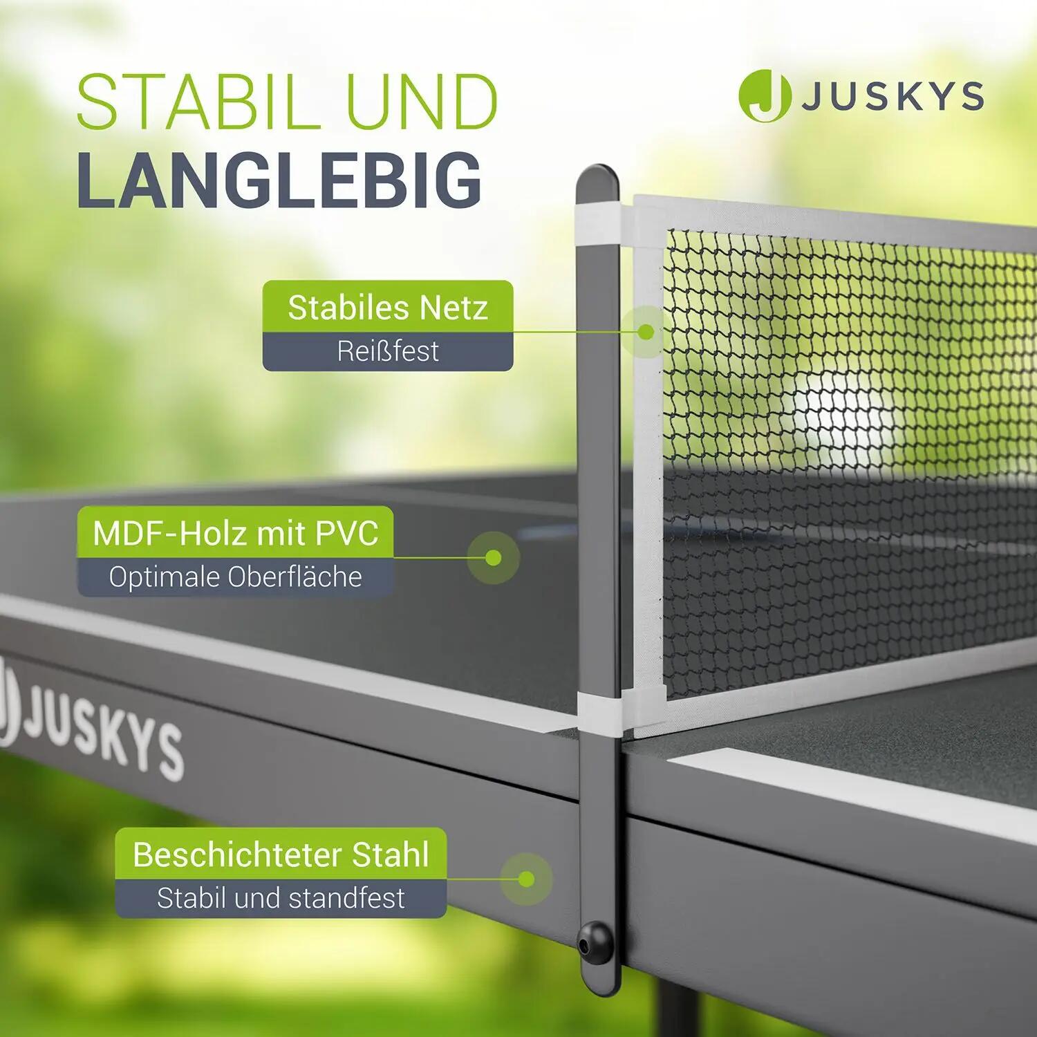 JUSKYS Mini Tischtennisplatte Flexi mit Zubehör & klappbar 4/7