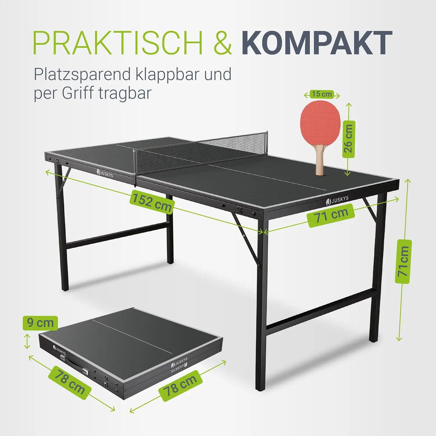 JUSKYS Mini Tischtennisplatte Flexi mit Zubehör & klappbar 3/7