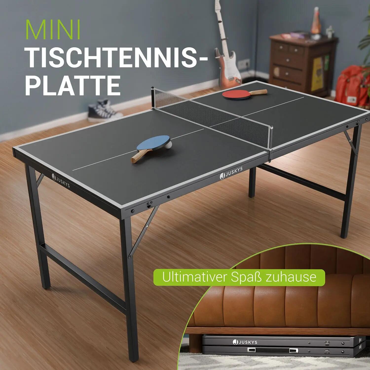 JUSKYS Mini Tischtennisplatte Flexi mit Zubehör & klappbar 2/7