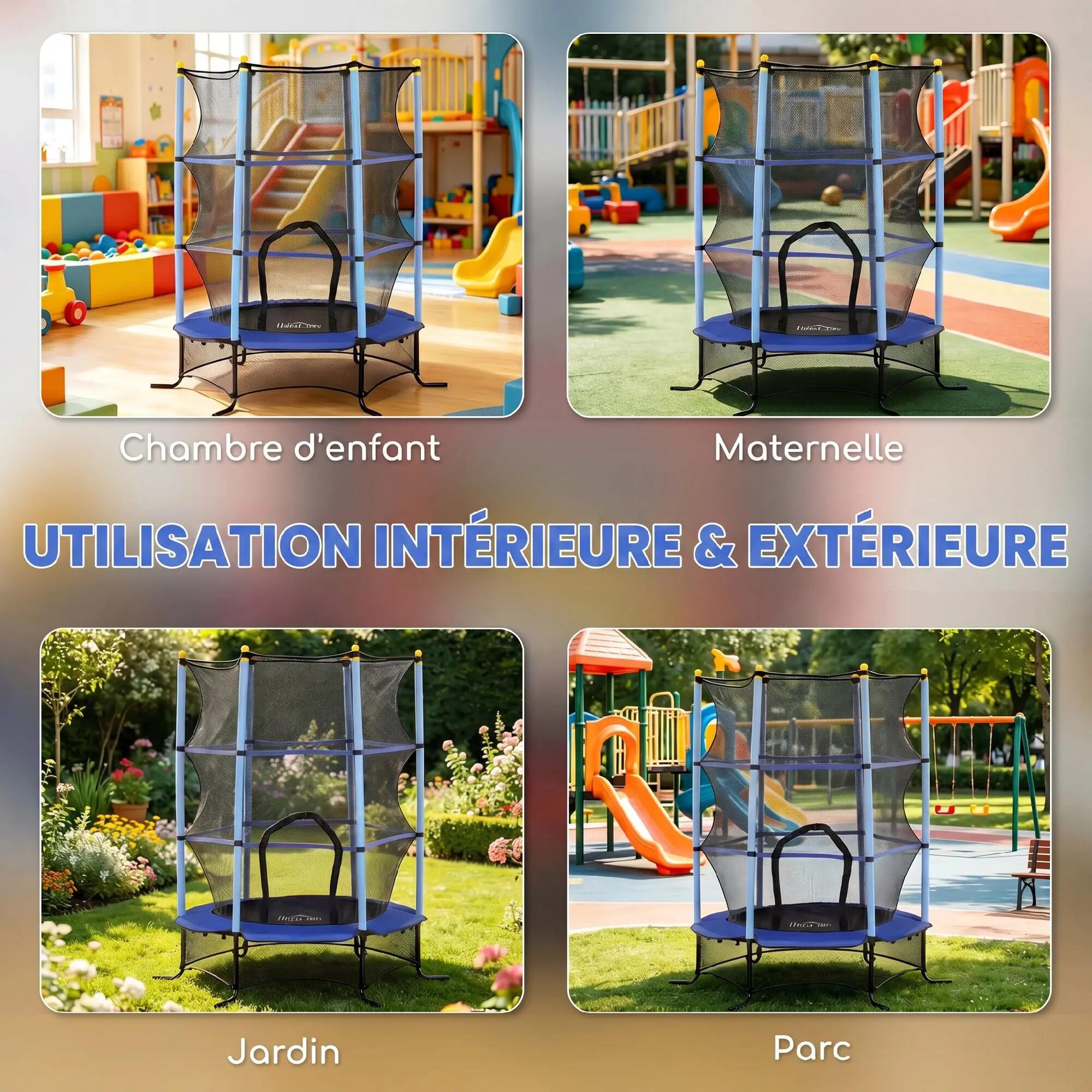 Trampoline enfant Ø1,63 x 1,9H m filet de sécurité couvre-ressorts 4/5