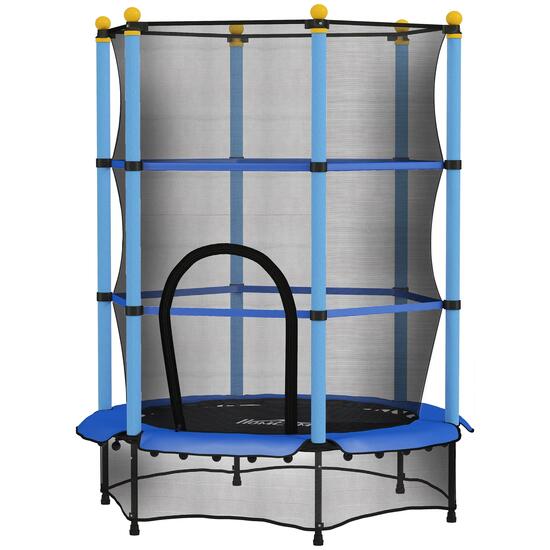 Trampoline enfant Ø1,4 x 1,9H m filet de sécurité couvre-ressorts