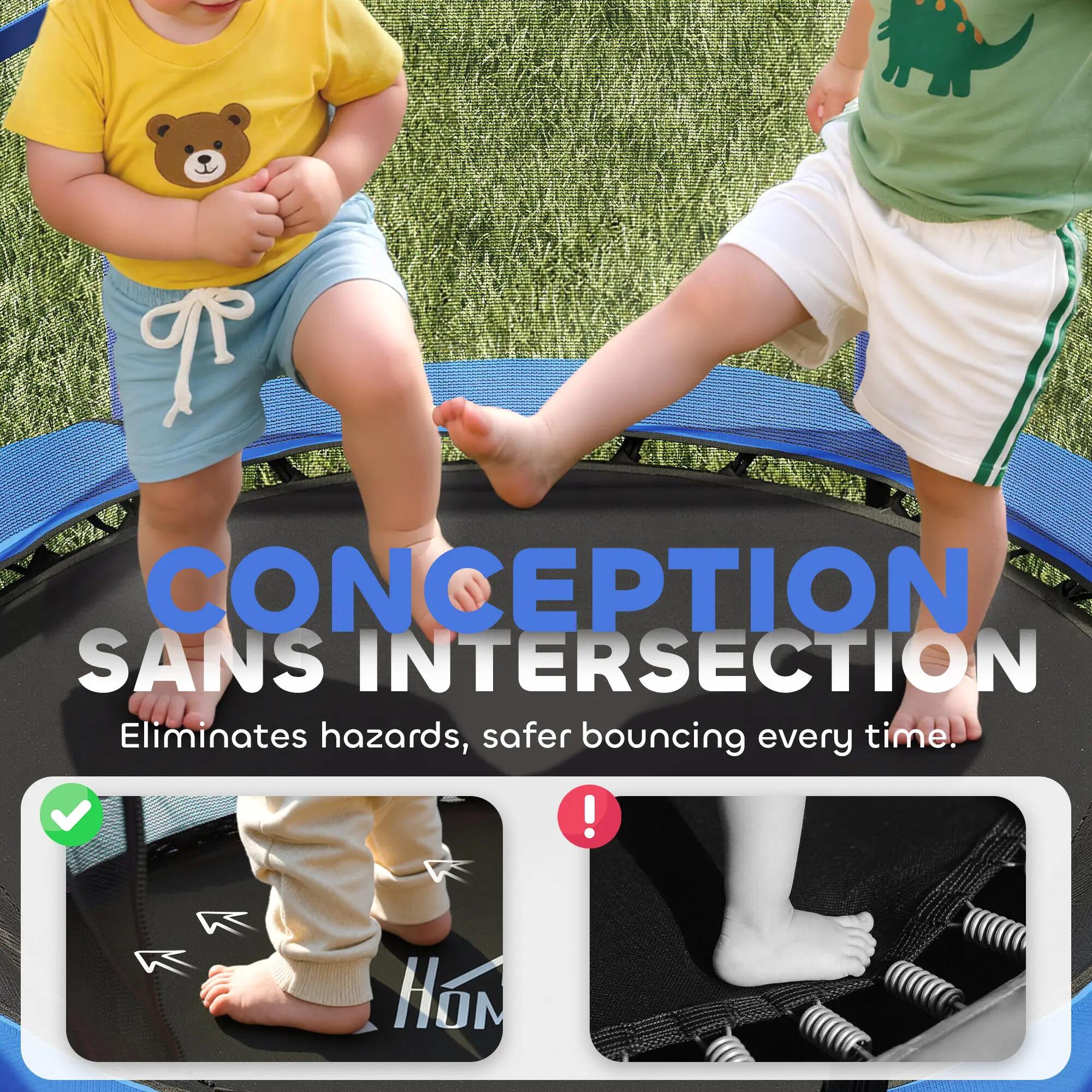 Trampoline enfant Ø1,4 x 1,9H m filet de sécurité couvre-ressorts 4/5
