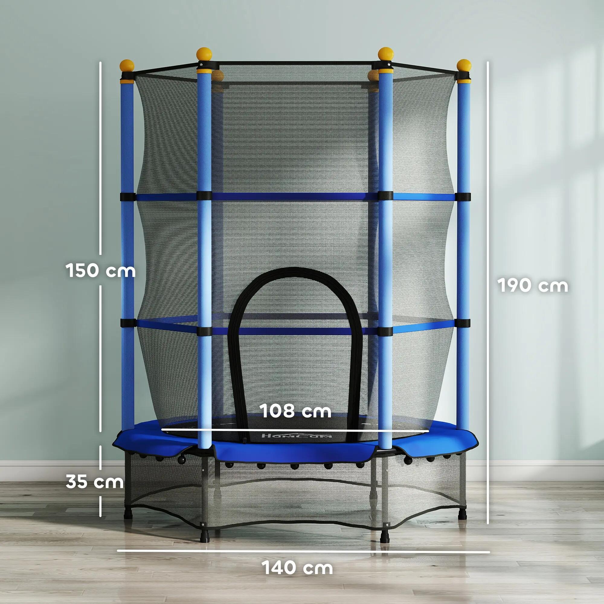 Trampoline enfant Ø1,4 x 1,9H m filet de sécurité couvre-ressorts 3/5