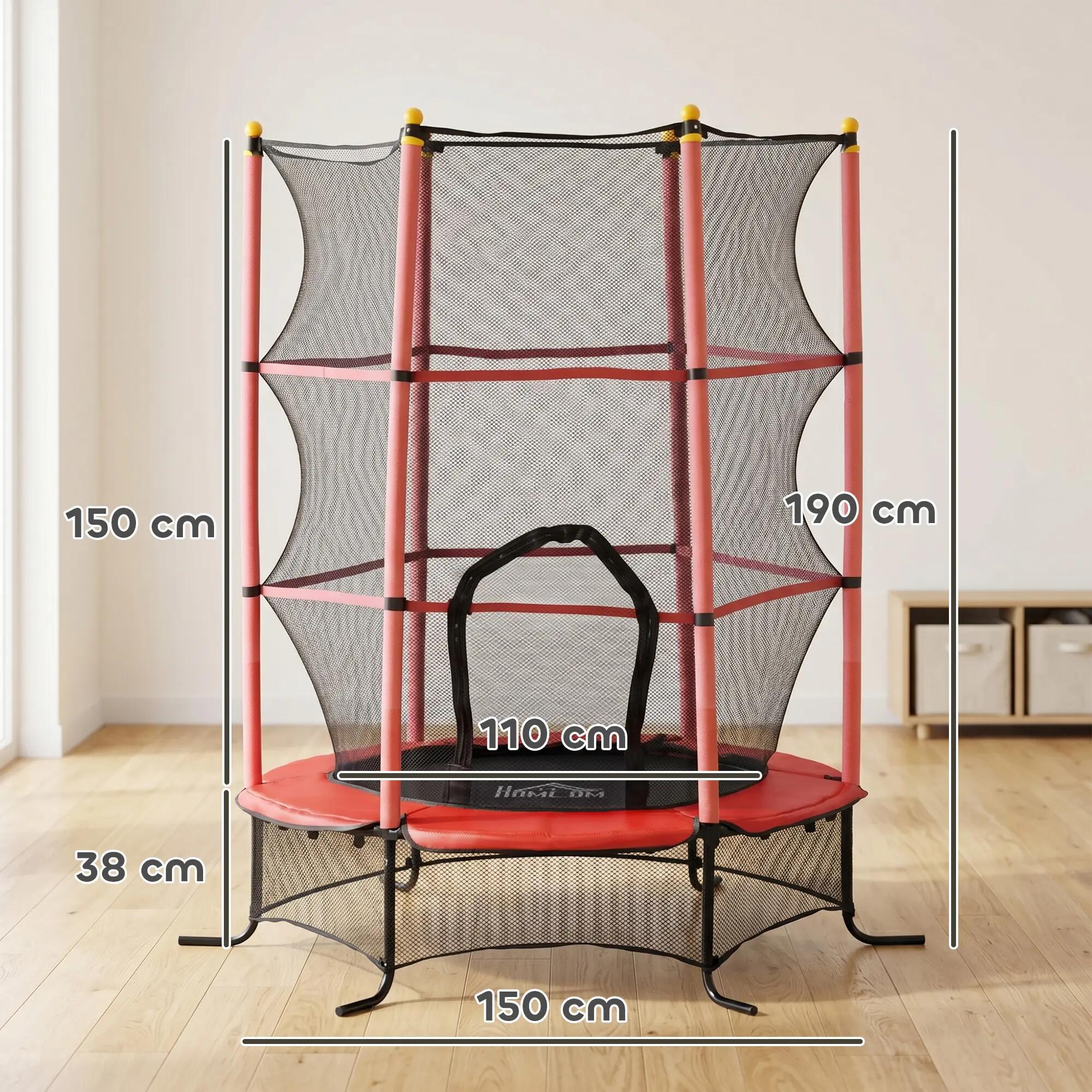 Trampoline enfant Ø1,63 x 1,9H m filet de sécurité couvre-ressorts 3/5