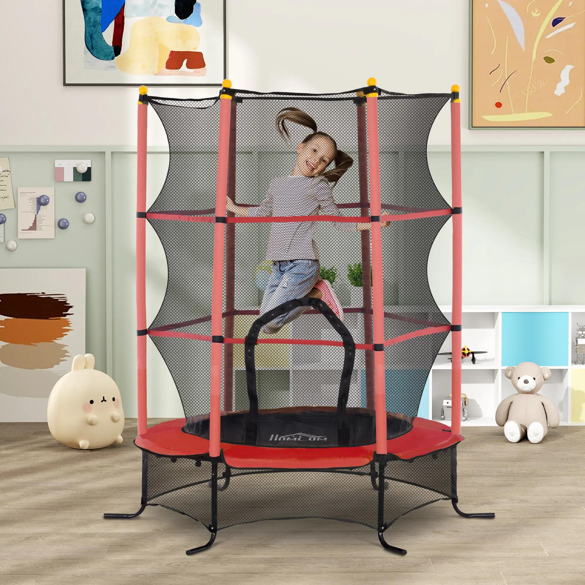 Trampoline enfant Ø1,63 x 1,9H m filet de sécurité couvre-ressorts 2/5