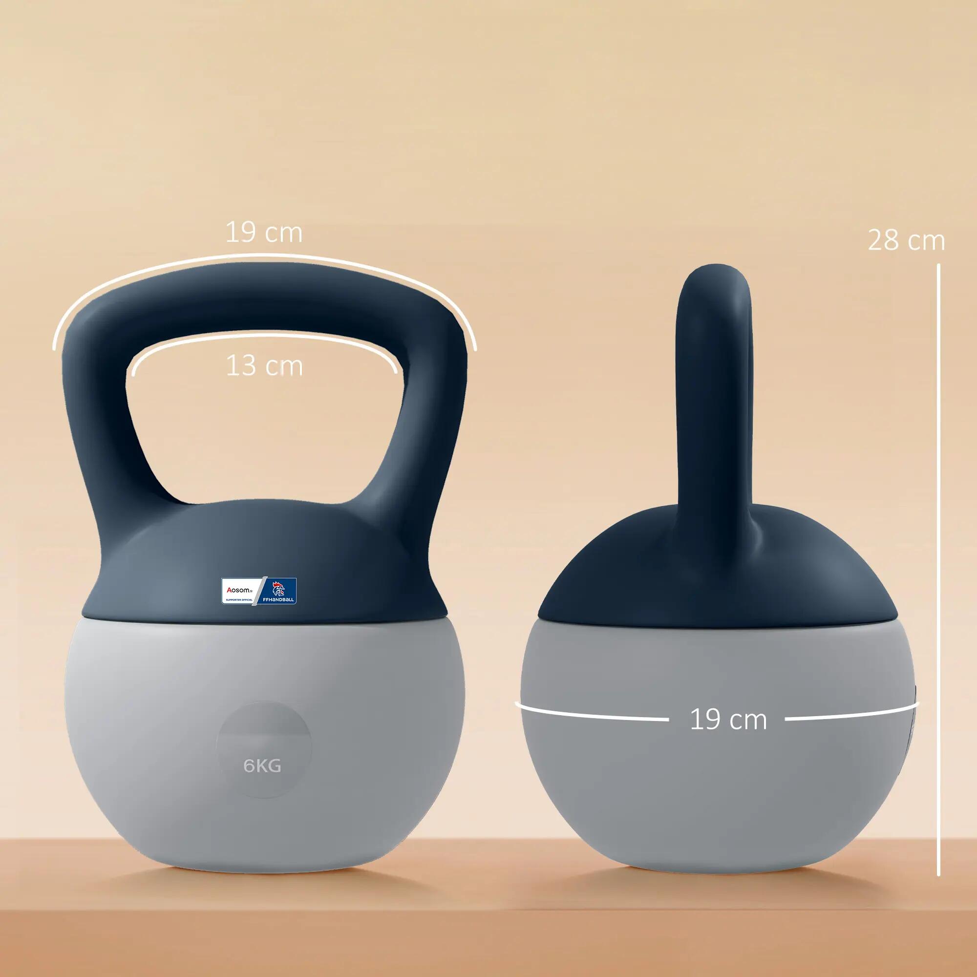 Kettlebell 6 Kg collaboration Aosom.fr x FFHandball gris jaune 3/5