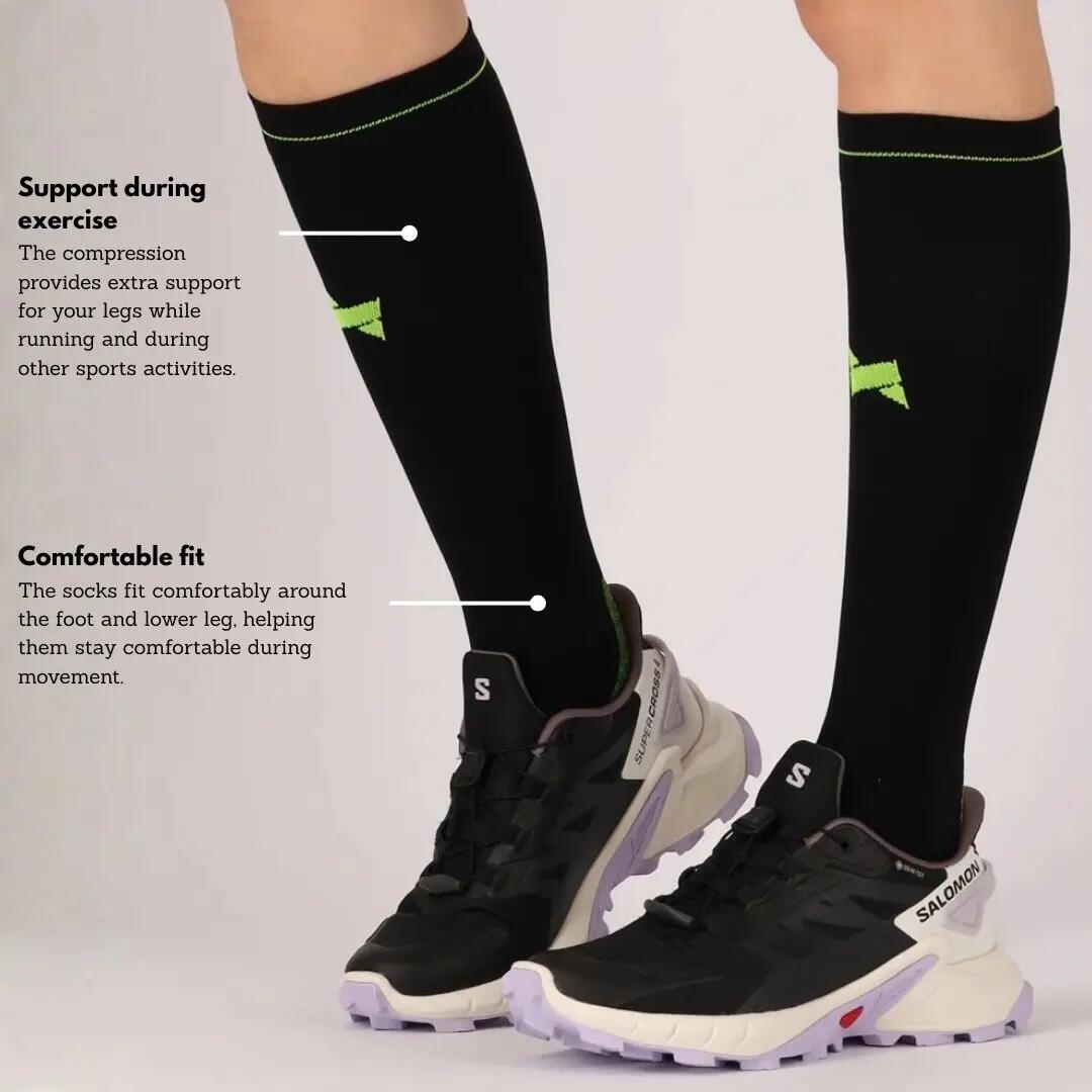 Chaussettes de sport de compression unisexes multicolores noires pour la course 8/9