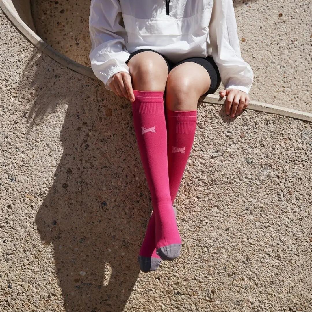 Chaussettes de sport de compression unisexes roses multicolores pour la course à 5/7