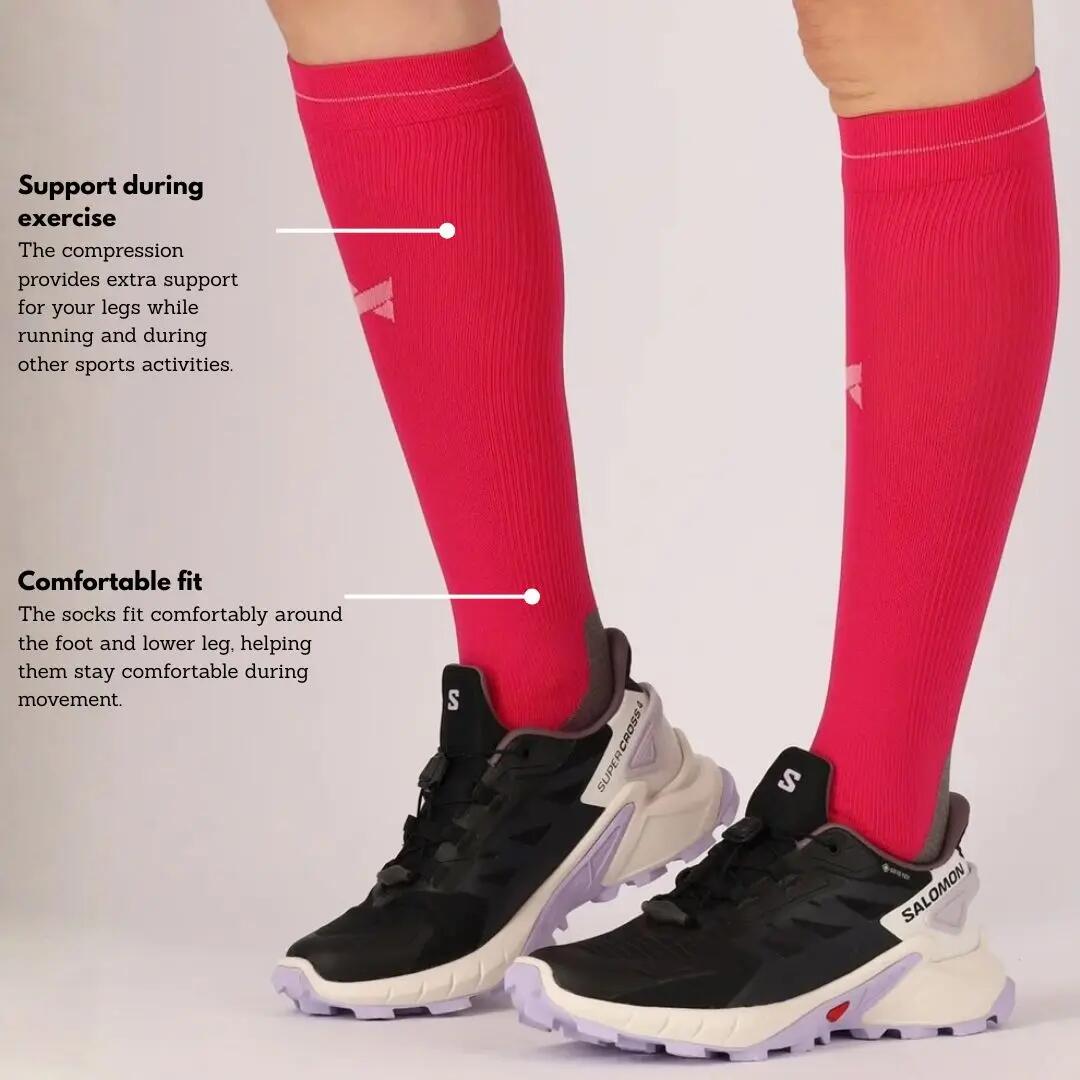 Chaussettes de sport de compression unisexes roses multicolores pour la course à 4/7