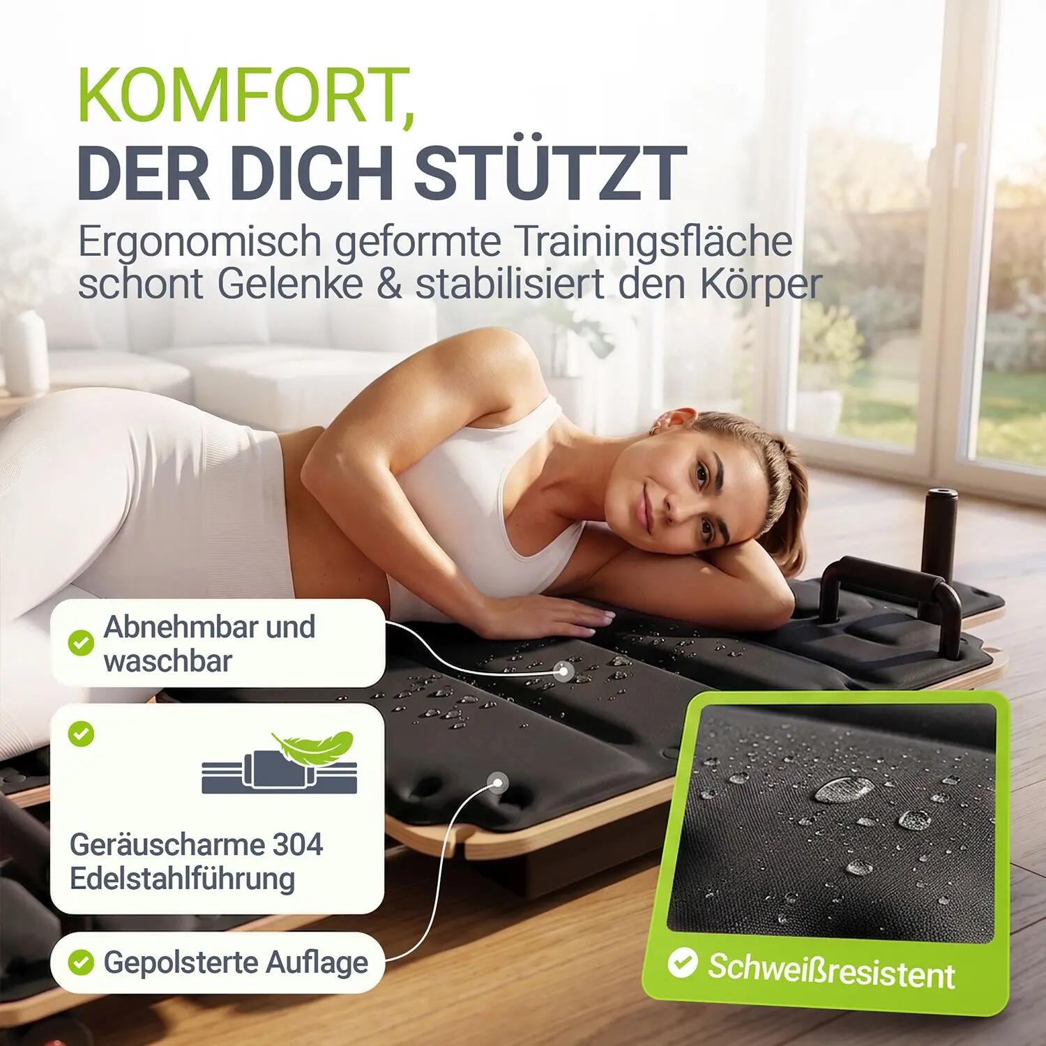 JUSKYS Pilates Board Movea Mini Reformer mit Zubehör & Trainingsvideos 7/7