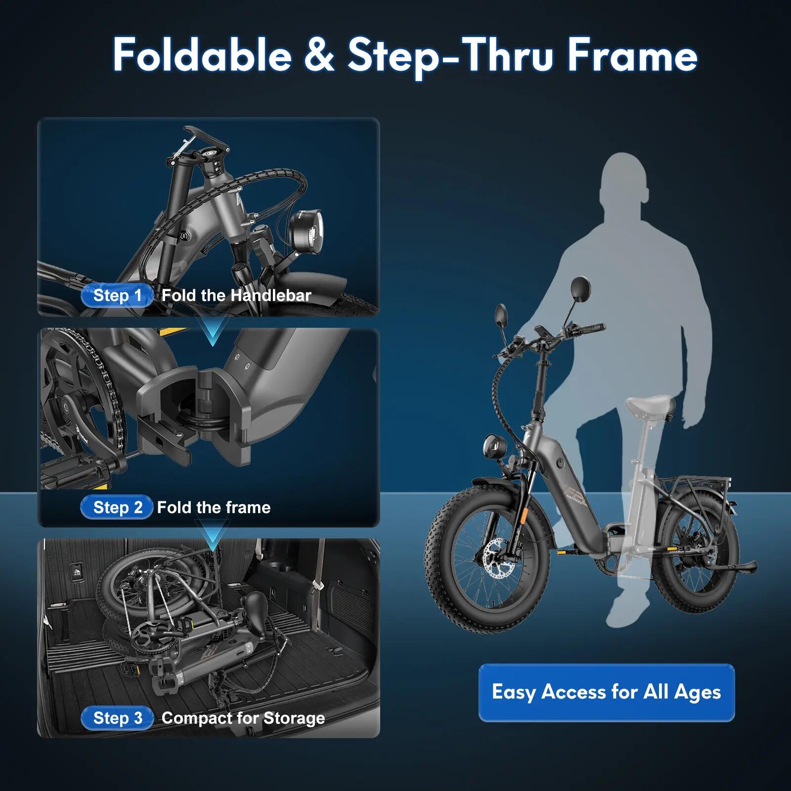 Bicicleta eléctrica para adultos Fafrees FF20 Polar, batería de 48 V y 24 Ah 12/15