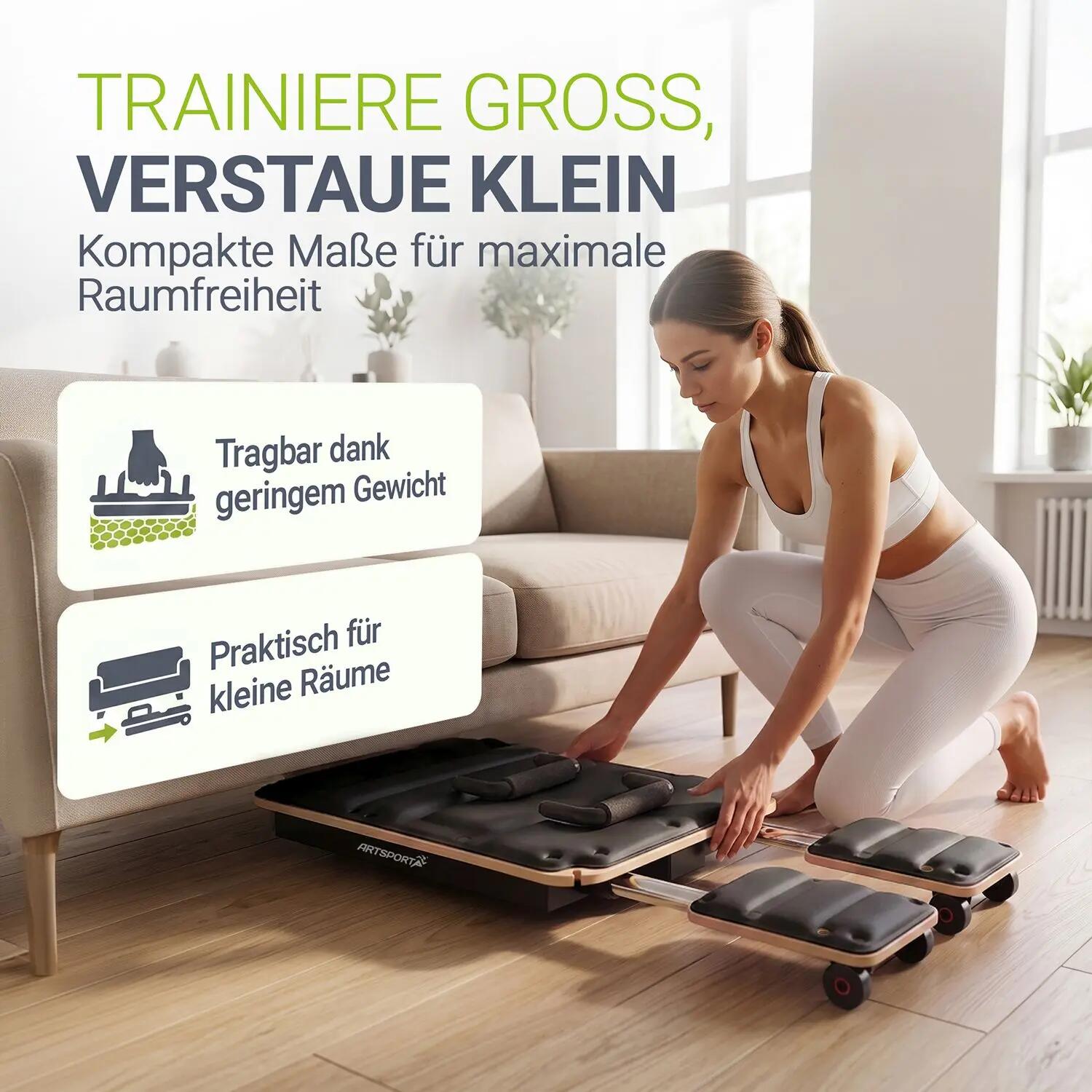JUSKYS Pilates Board Movea Mini Reformer mit Zubehör & Trainingsvideos 4/7