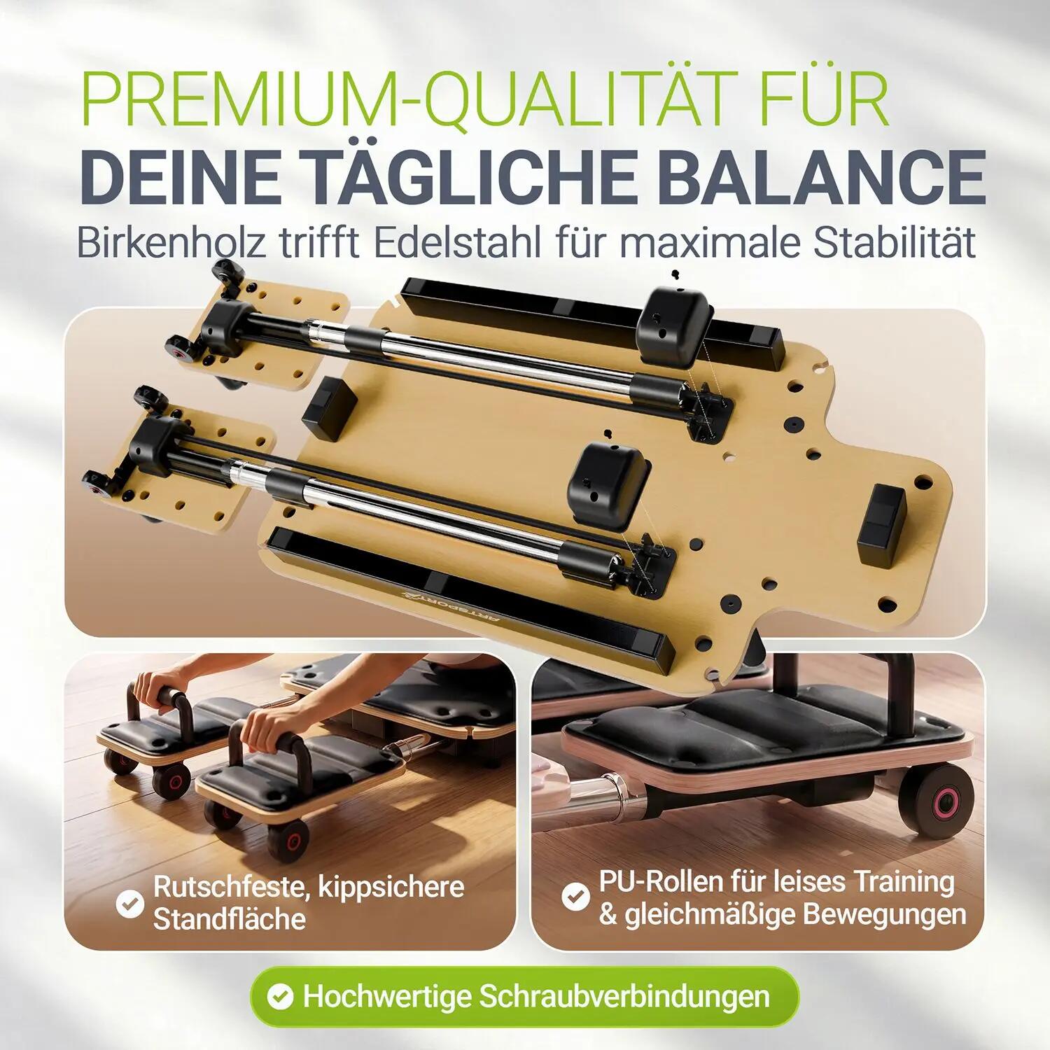 JUSKYS Pilates Board Movea Mini Reformer mit Zubehör & Trainingsvideos 3/7