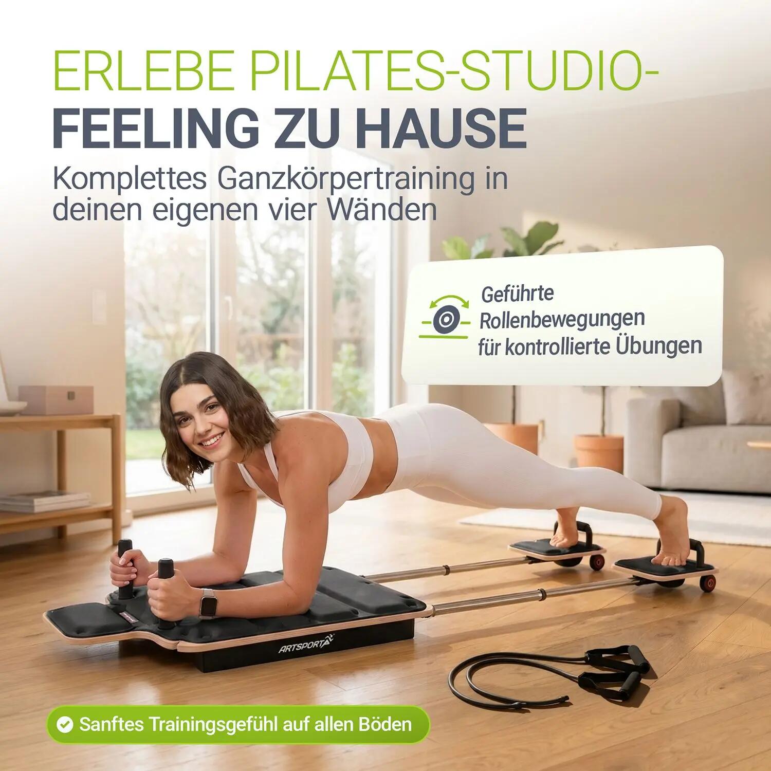 JUSKYS Pilates Board Movea Mini Reformer mit Zubehör & Trainingsvideos 2/7