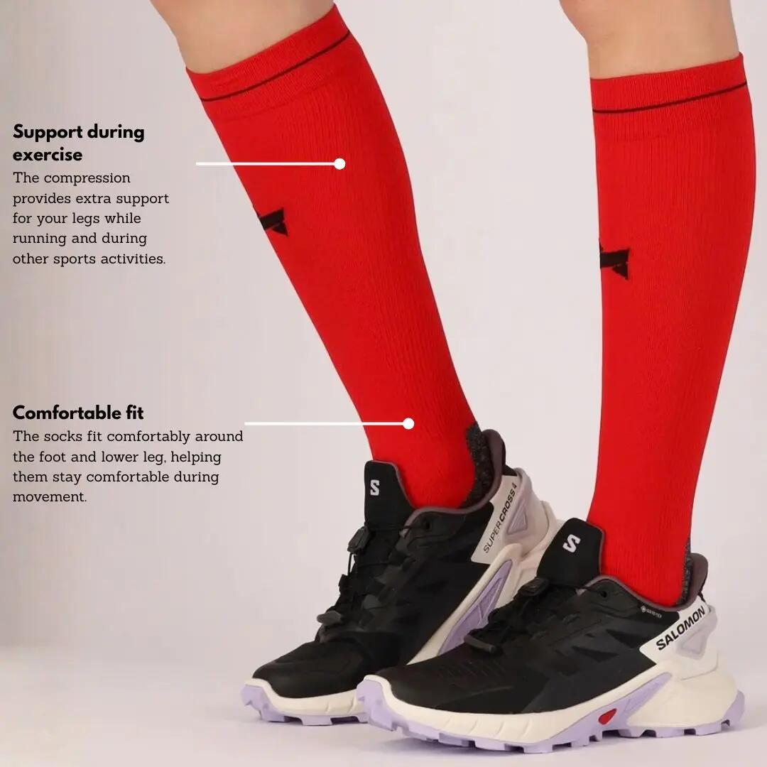 Chaussettes de sport de compression unisexes multicolores rouges pour la course 8/9