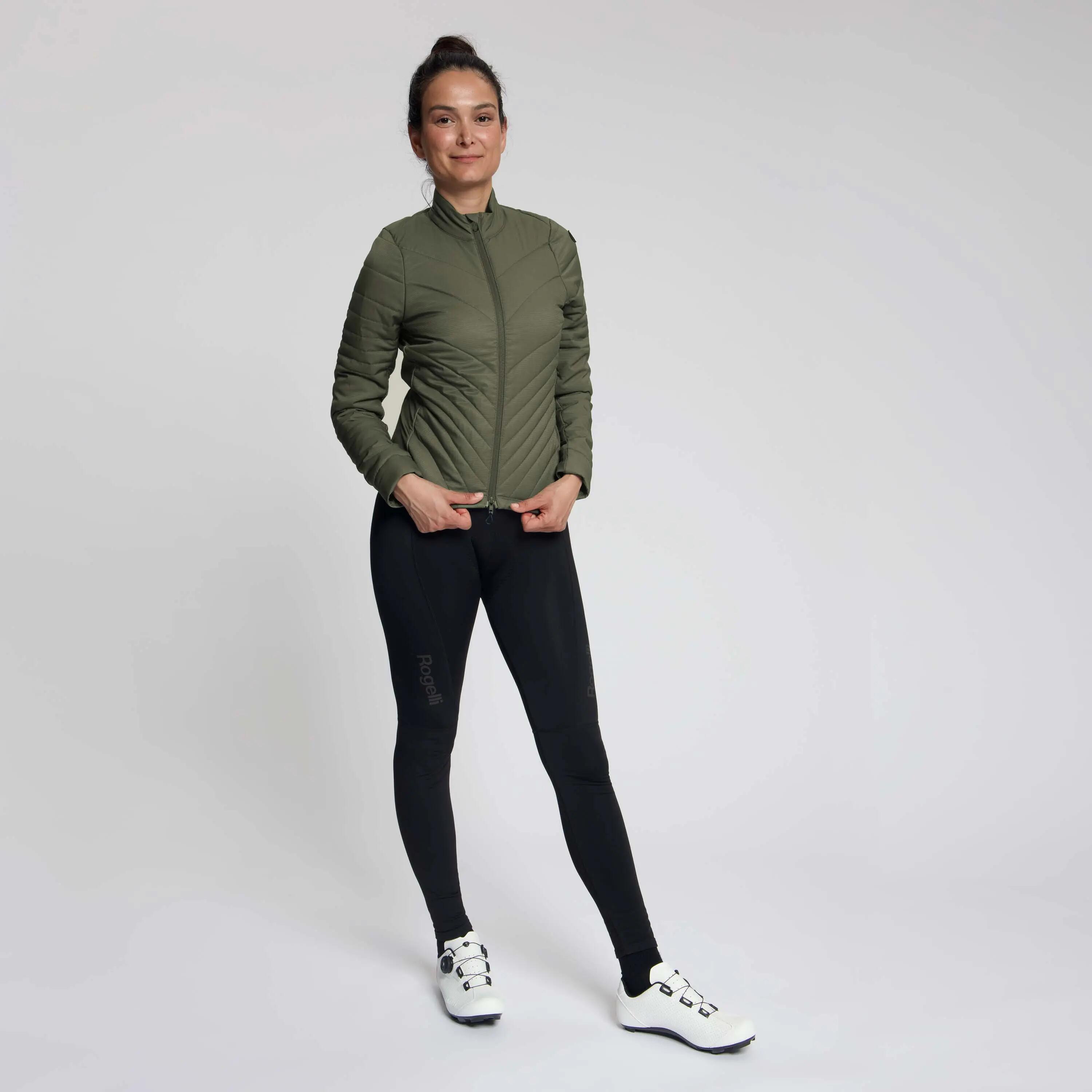 Giacca Invernale Imbottita Ciclismo Donna Element Verde Militare 6/8