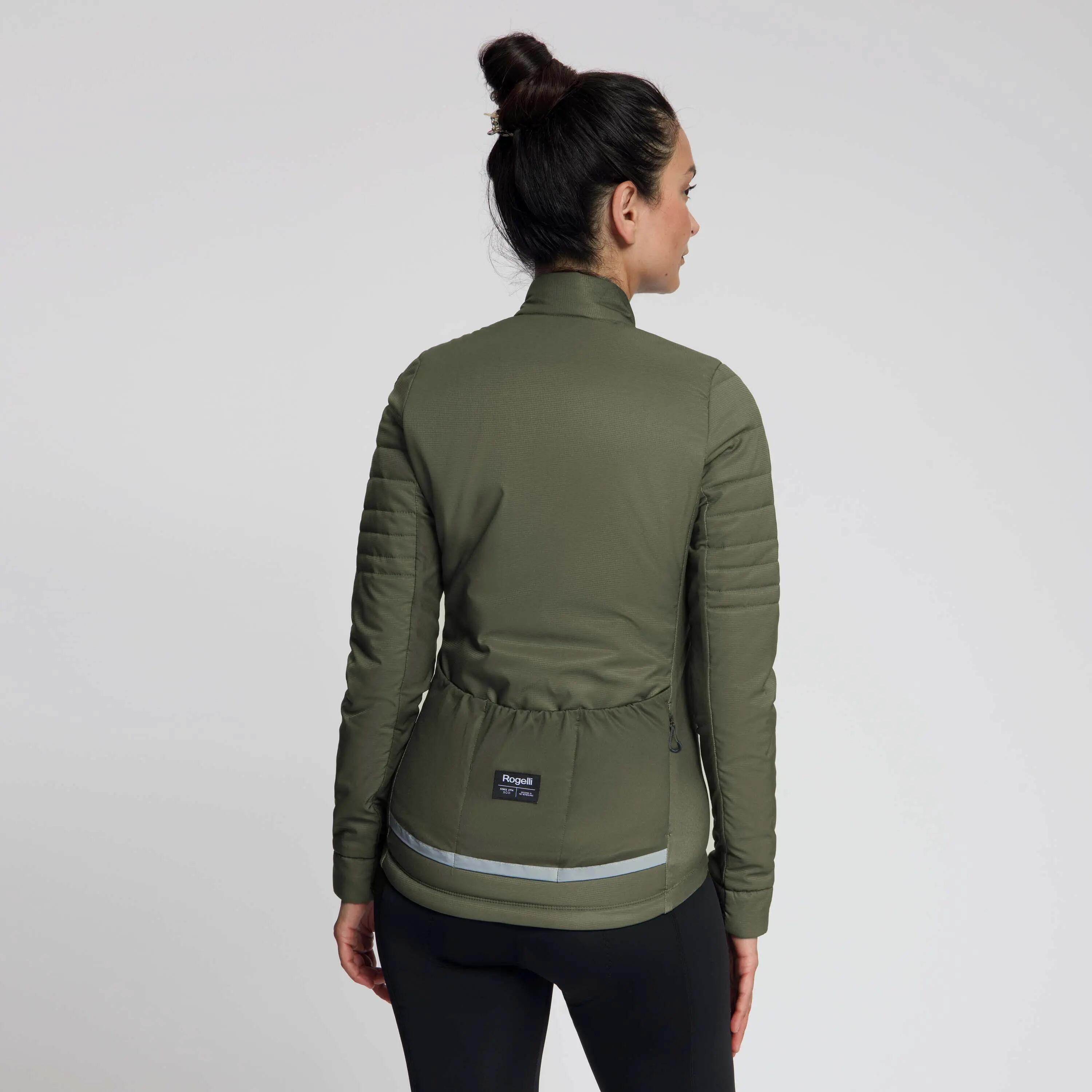 Giacca Invernale Imbottita Ciclismo Donna Element Verde Militare 3/8