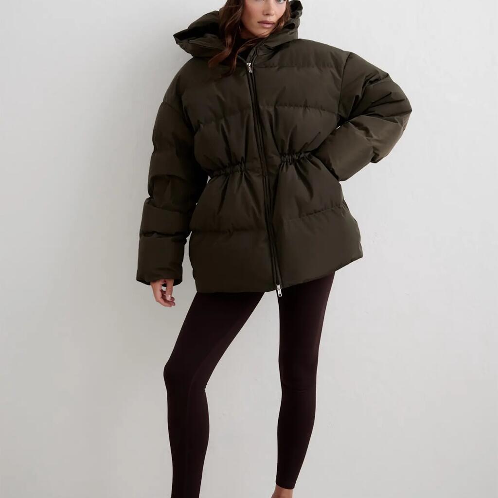 Women's Jacket Down-Filled Hooded Moment Puffer Dark Ivy