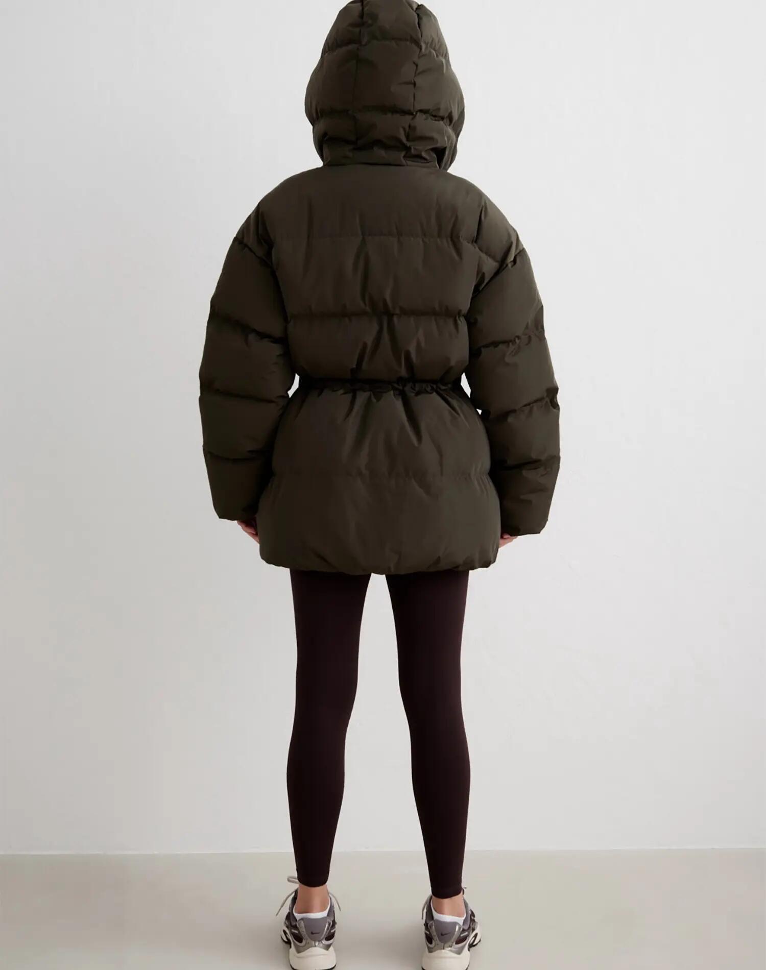 Femme Veste Doudoune Garnie de Duvet à Capuche Moment Lierre Foncé 6/7