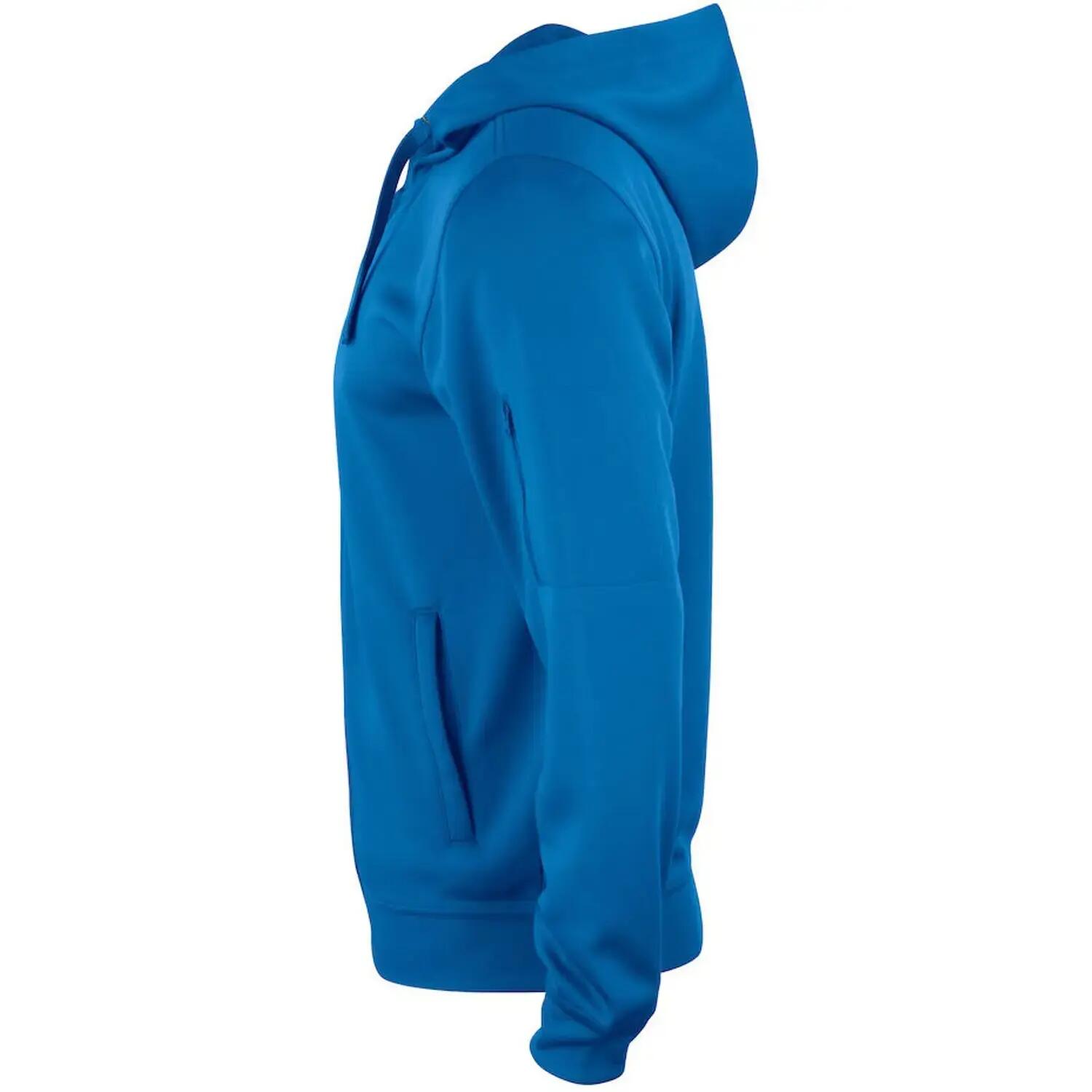 Mens Basic Active Full Zip Hoodie (Royal Blue) 3/4