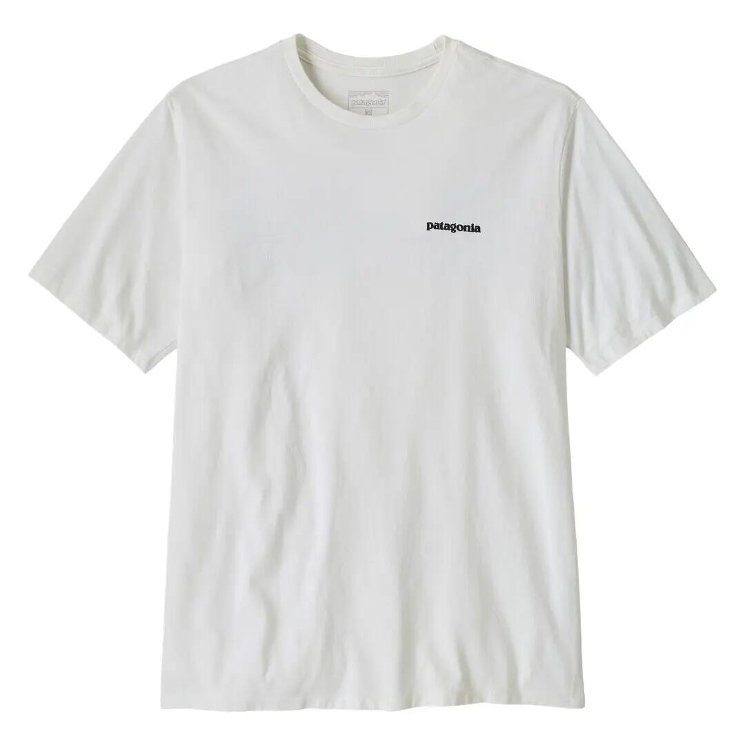 Camiseta Blanca Patagonia P-6 Logo Responsibili-Tee Fiber White con Gráfico Clá 2/5