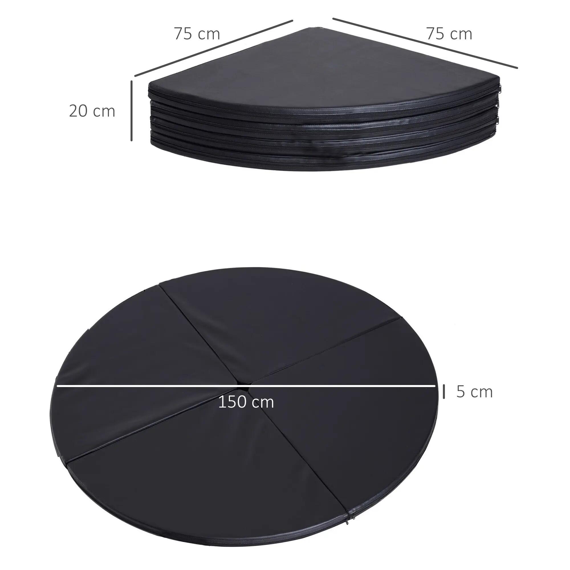 Tapis de pole dance pliable Ø 150 cm épaisseur 5 cm PVC noir 3/5