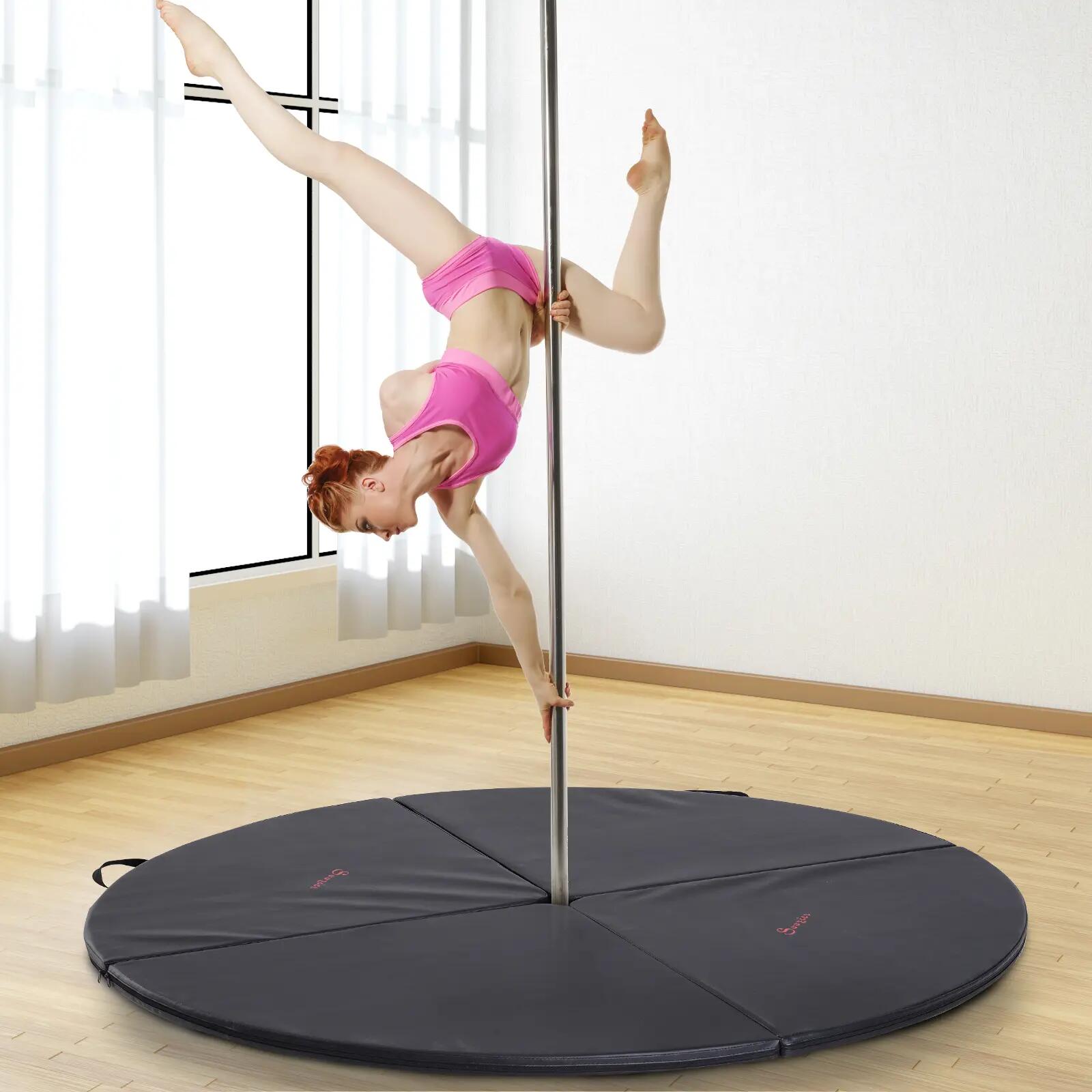 Tapis de pole dance pliable Ø 150 cm épaisseur 5 cm PVC noir 2/5