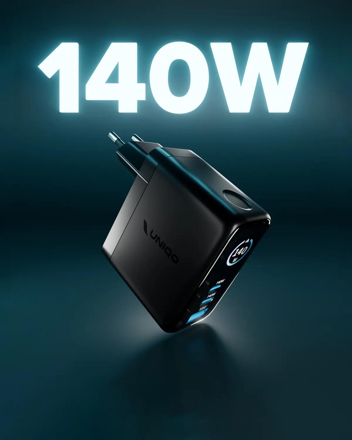 Kit Caricatore 140W con 2 Porte USB-C e 1 USB-A, Display TFT e Cavo USB-C 1,5m 2/7