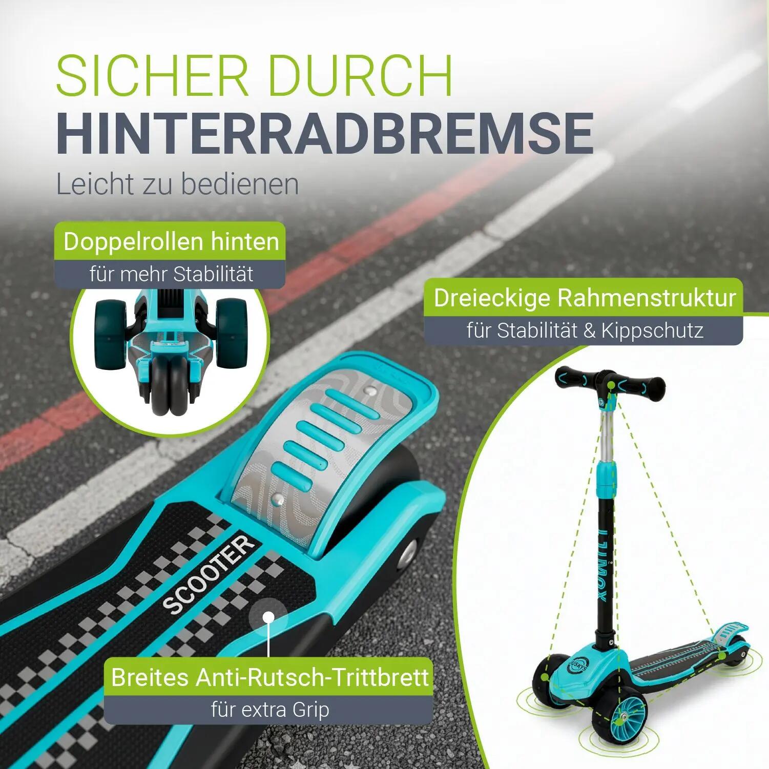 JUSKYS Kinderroller Lumox Blau LED-Rollen & höhenverstellbar 7/7