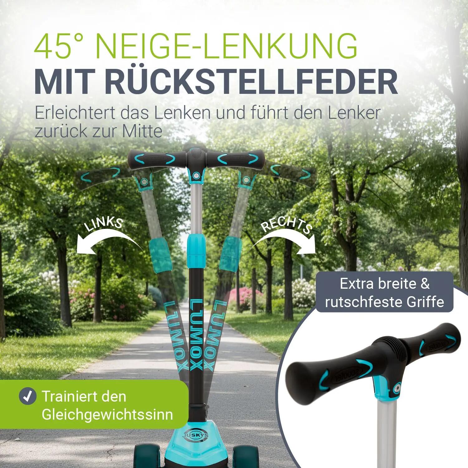 JUSKYS Kinderroller Lumox Blau LED-Rollen & höhenverstellbar 4/7