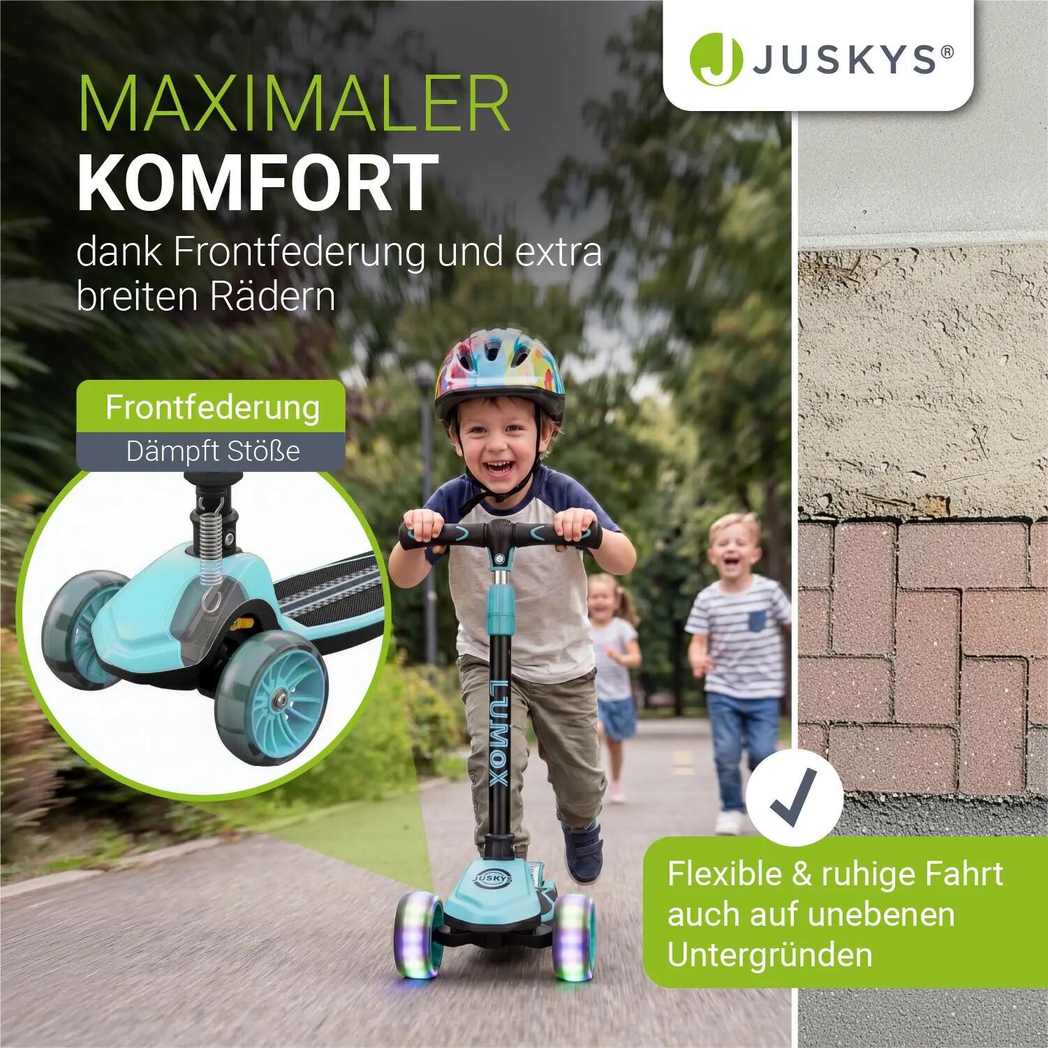 JUSKYS Kinderroller Lumox Blau LED-Rollen & höhenverstellbar 2/7