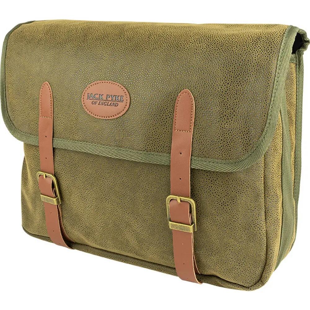 Logo Leather Trim Messenger Bag (Green) 5/5