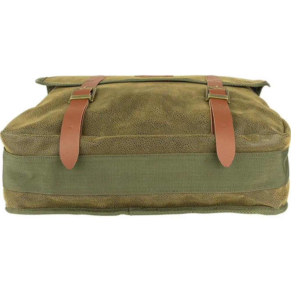 Logo Leather Trim Messenger Bag (Green) 4/5