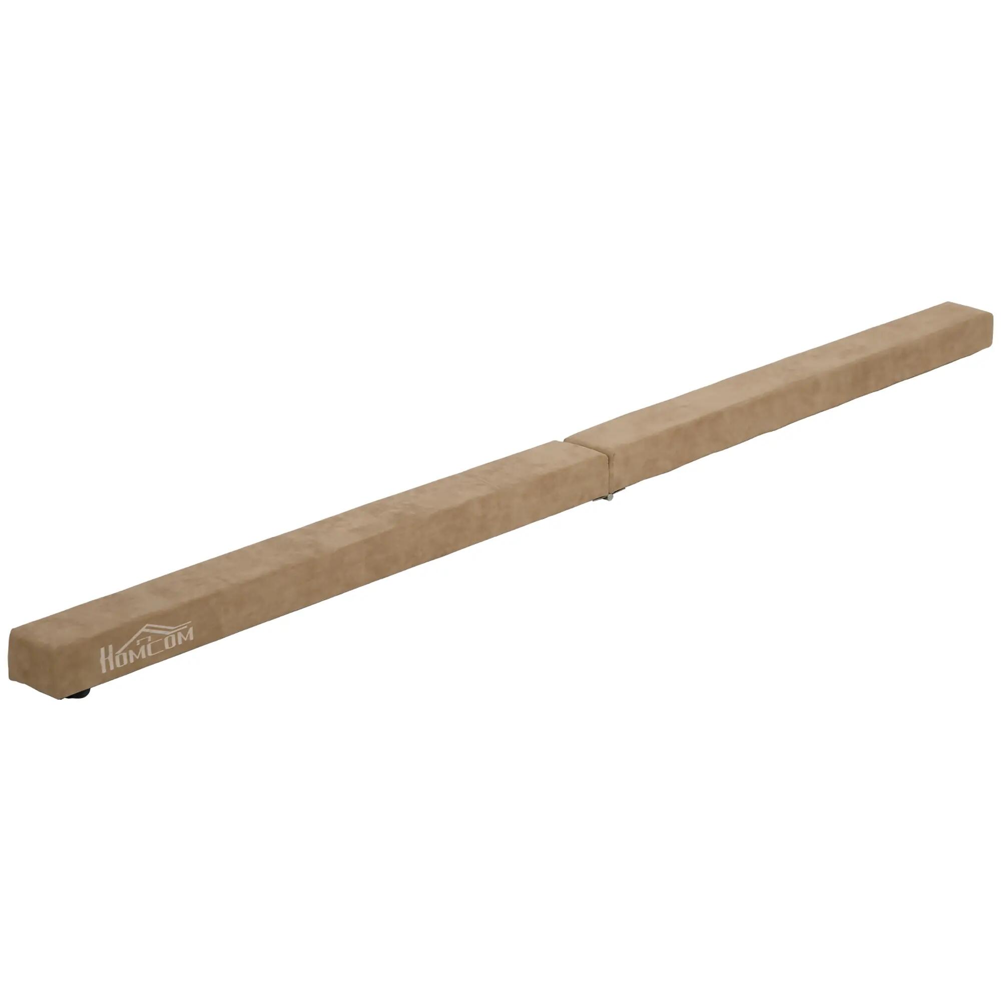Poutre gymnastique pliable 210 cm bois de pin toucher daim marron 5/5