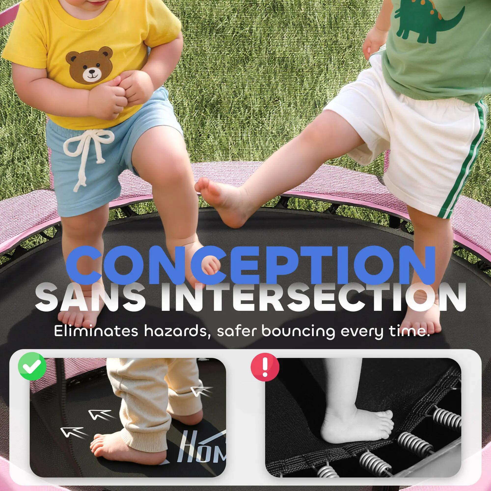 Trampoline enfant Ø1,4 x 1,9H m filet de sécurité couvre-ressorts 4/5