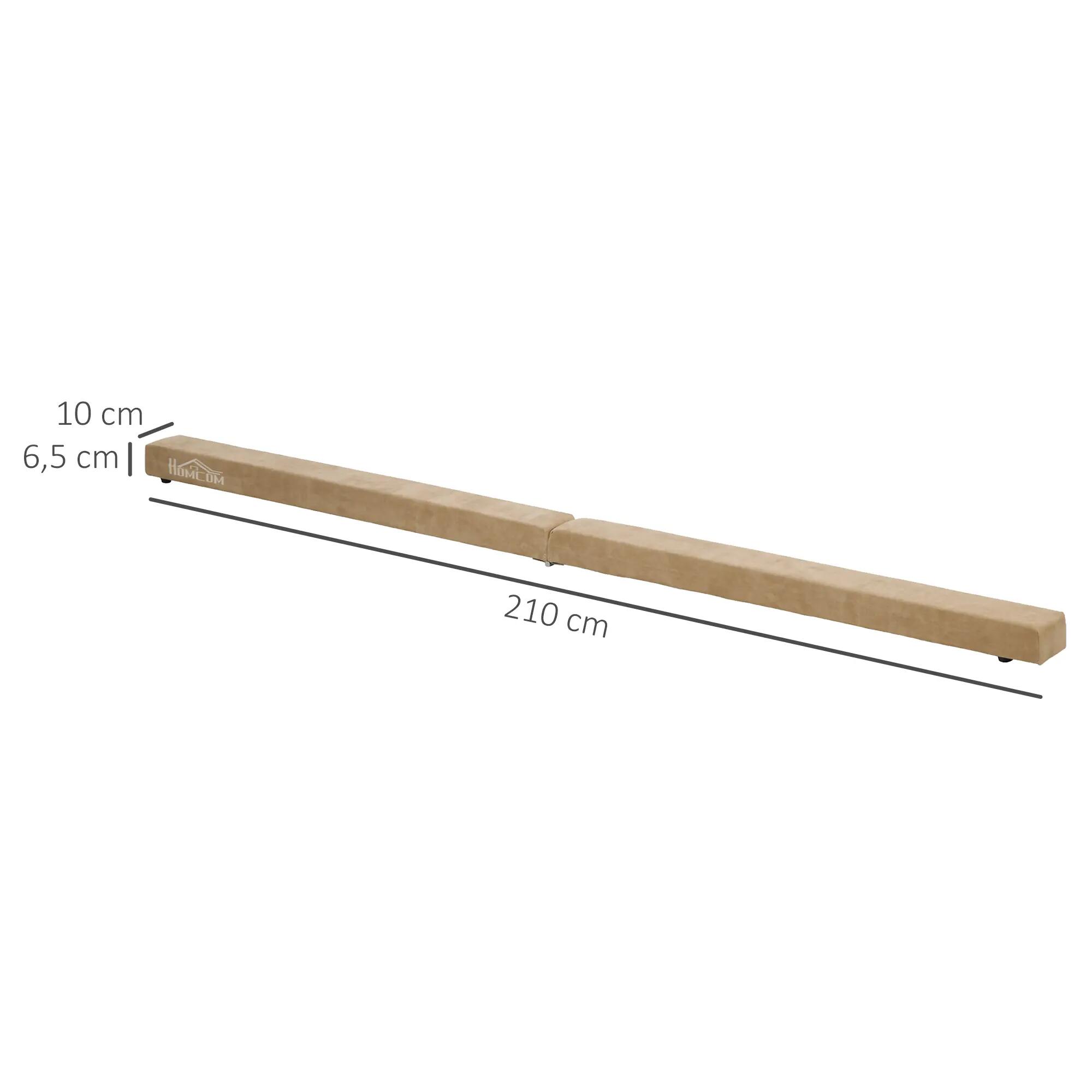 Poutre gymnastique pliable 210 cm bois de pin toucher daim marron 3/5