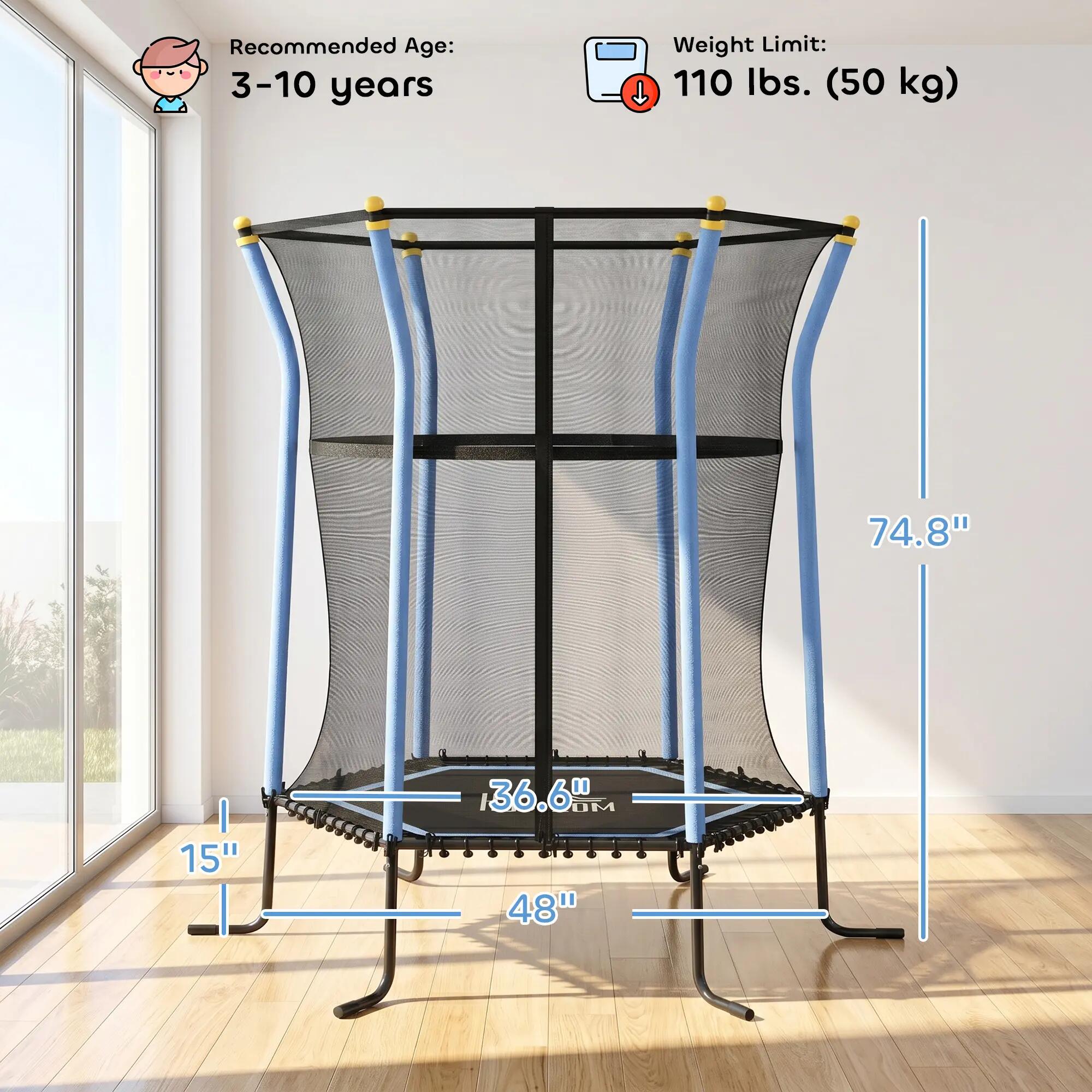 Trampoline enfant dia. 1,63 x 1,9H m charge max. 50 Kg tout équipé 3/5