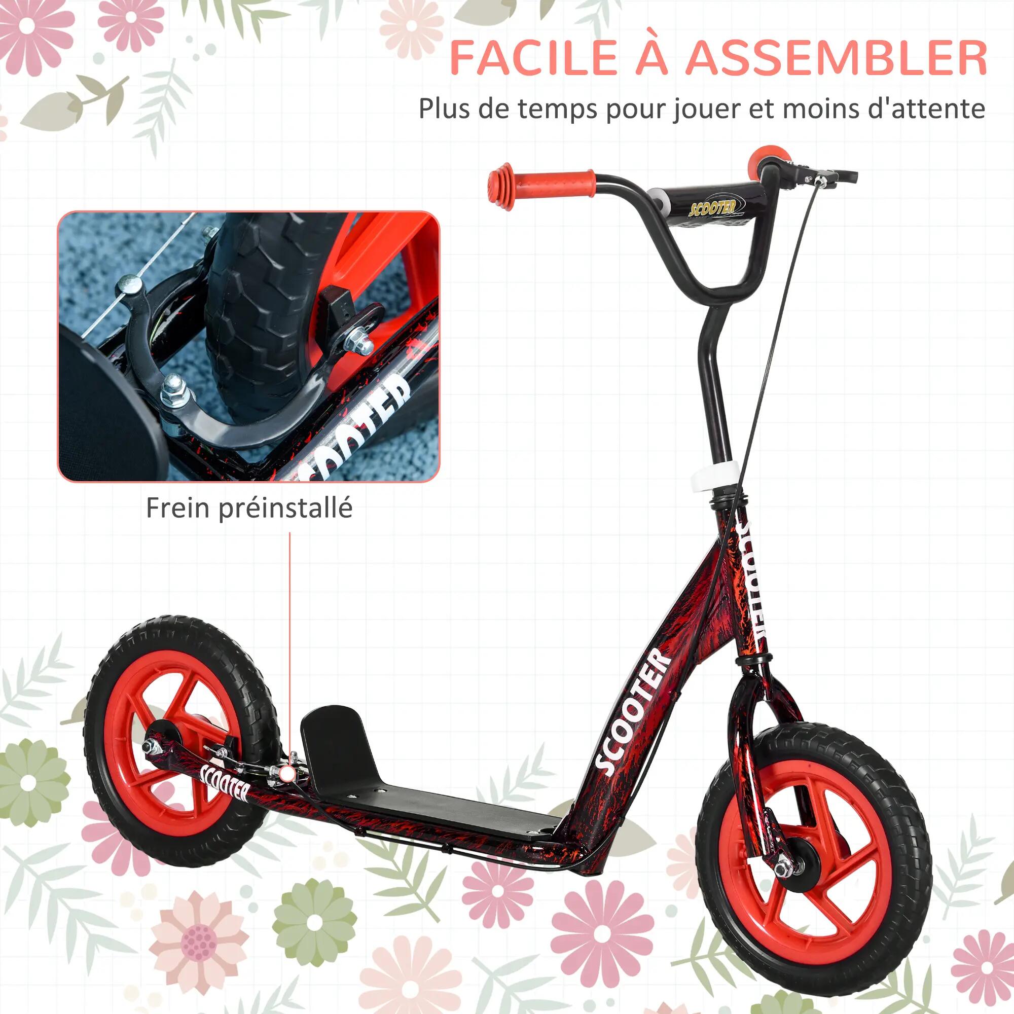 Trottinette patinette enfant guidon réglable poignée frein et béquille acier 5/5